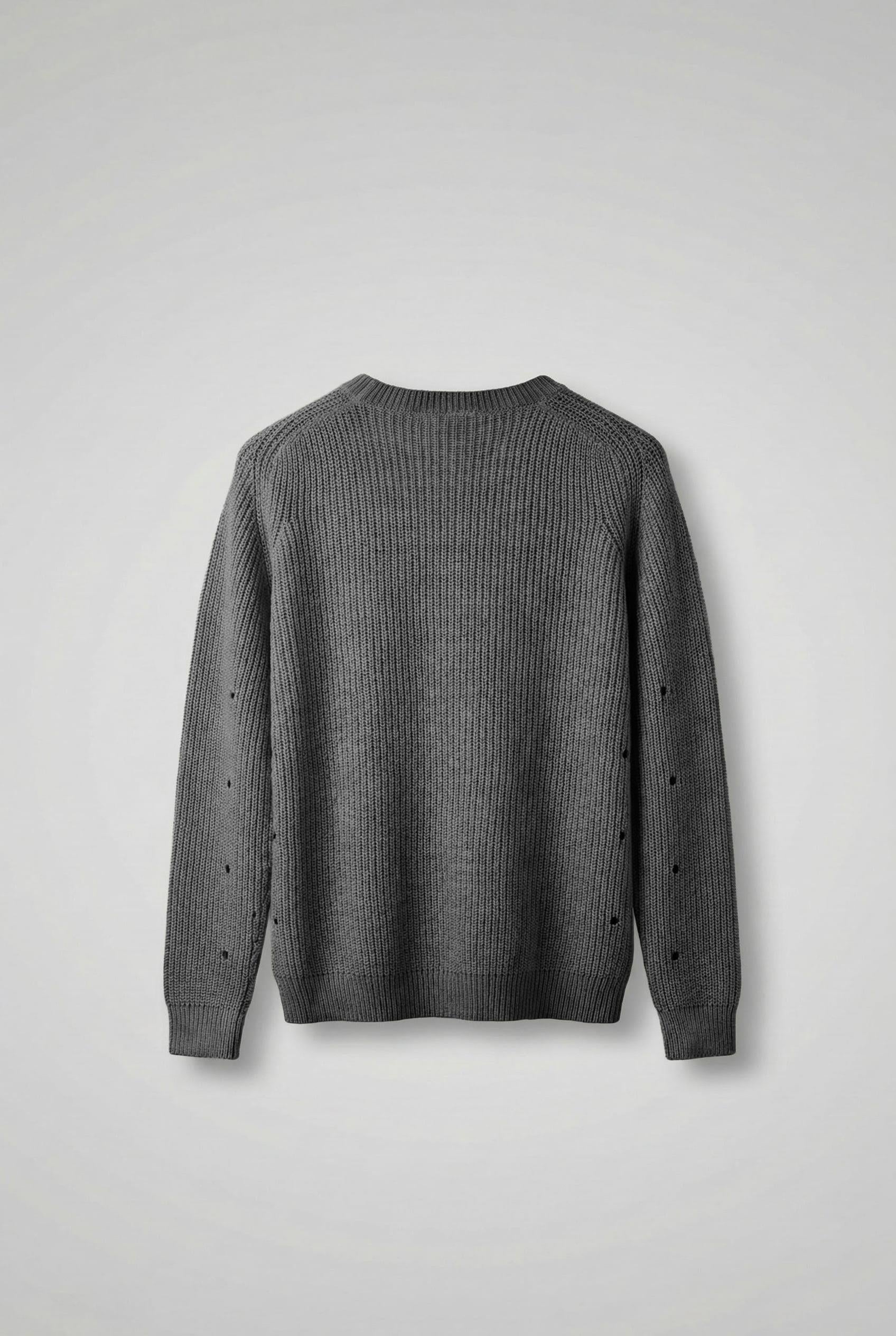 Erkek Oversize Yıkamalı Distressed Triko Kazak Siyah
