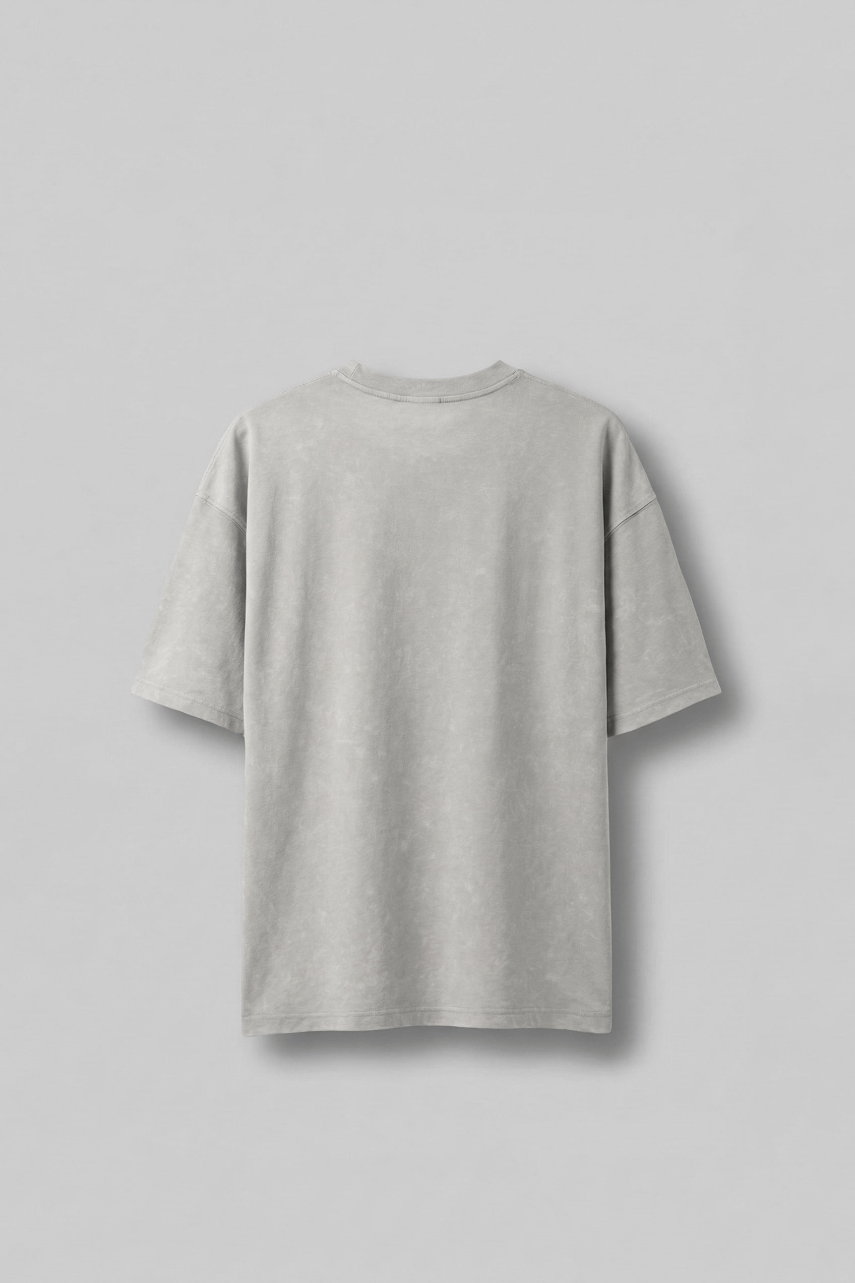 Erkek Oversize Yıkamalı Pamuklu Basic T-Shirt Gri