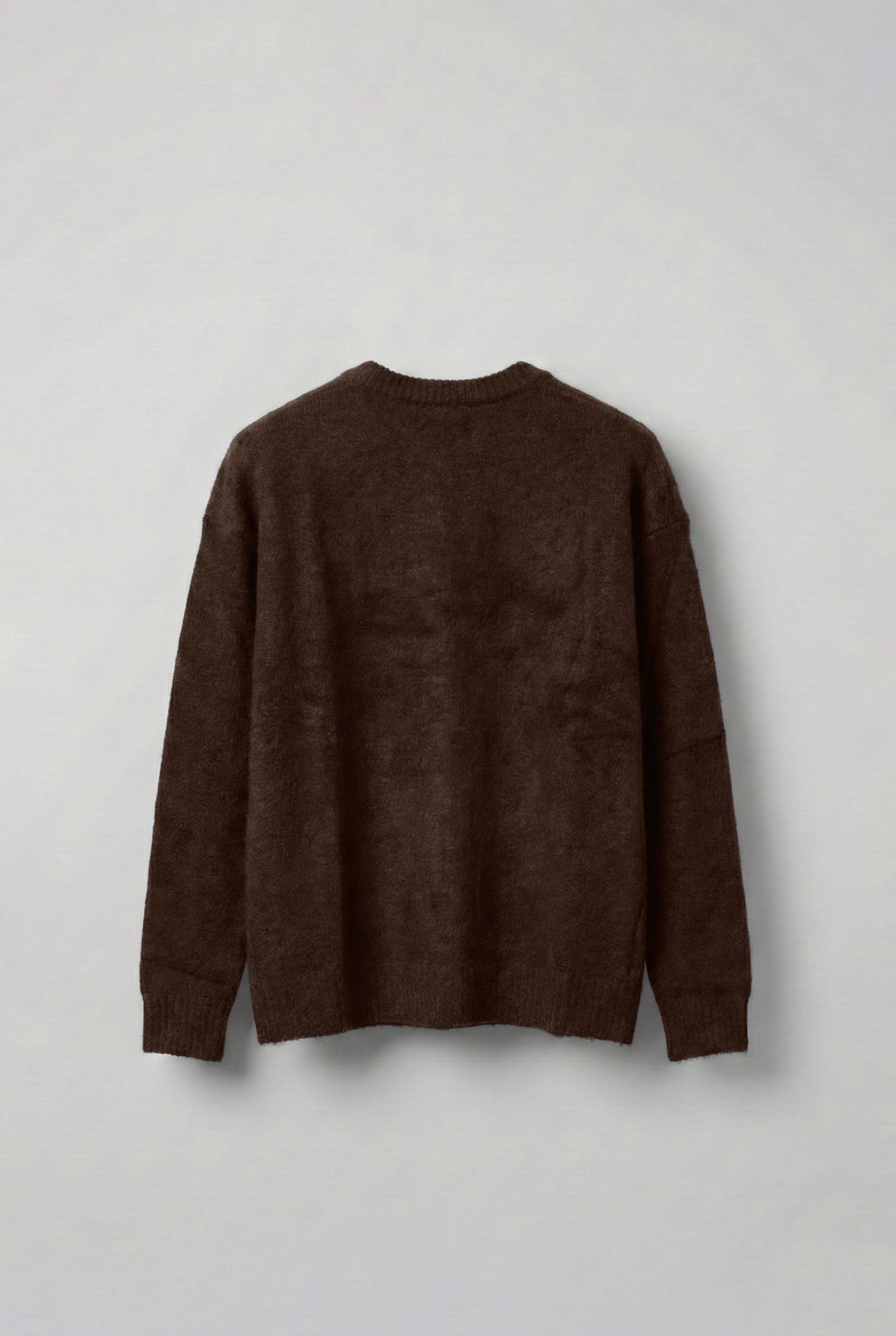 Erkek Oversize Yumuşak Dokulu Kazak Kahve