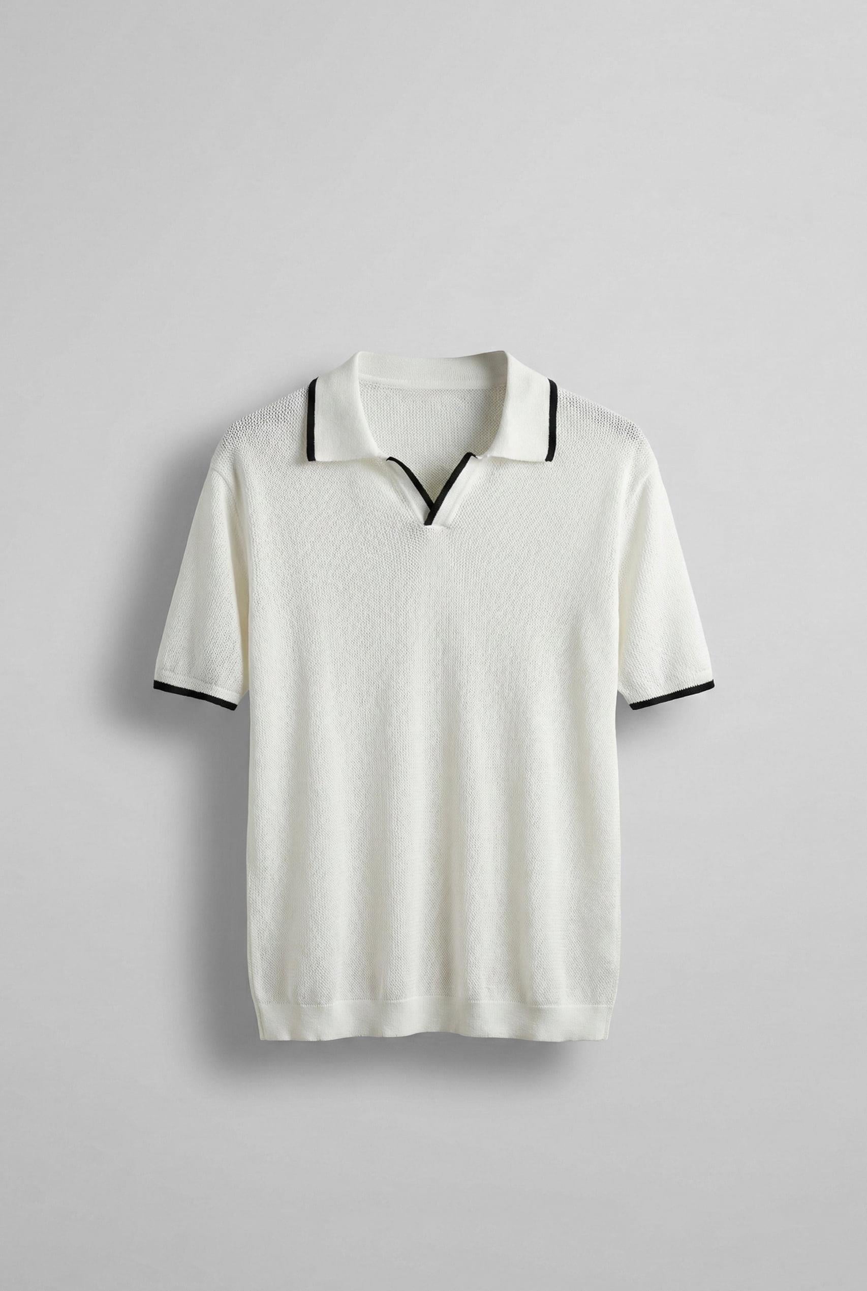 Erkek Polo Yaka Triko T-Shirt Ekru