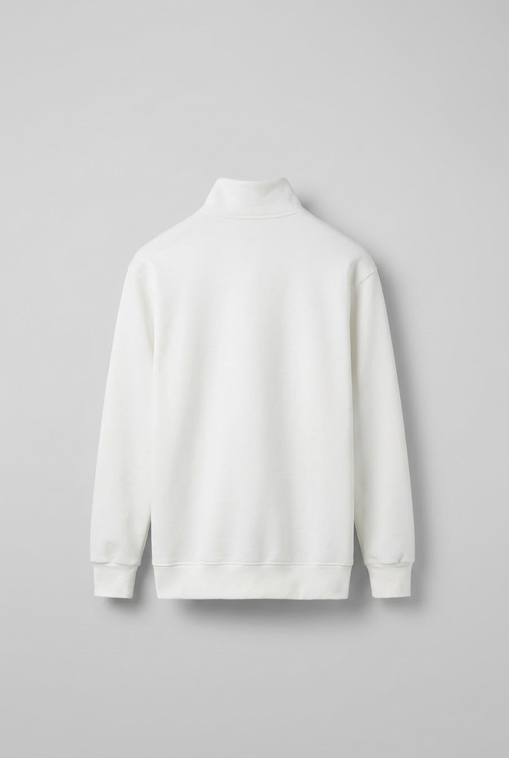 Erkek Rahat Kalıp Baskılı Yarım Fermuarlı Sweatshirt Ekru