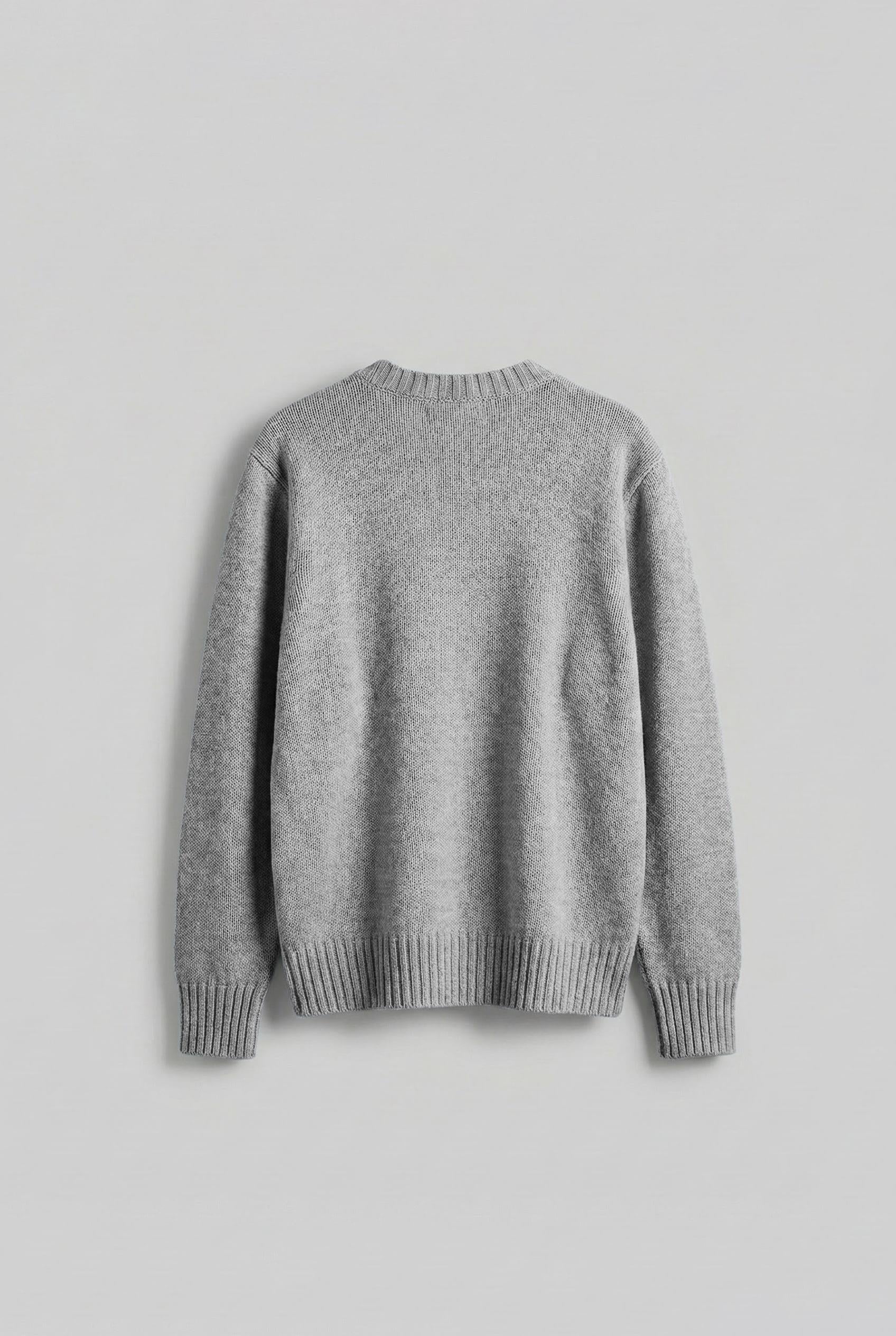 Erkek Regular Fit Bisiklet Yaka Kazak Gri
