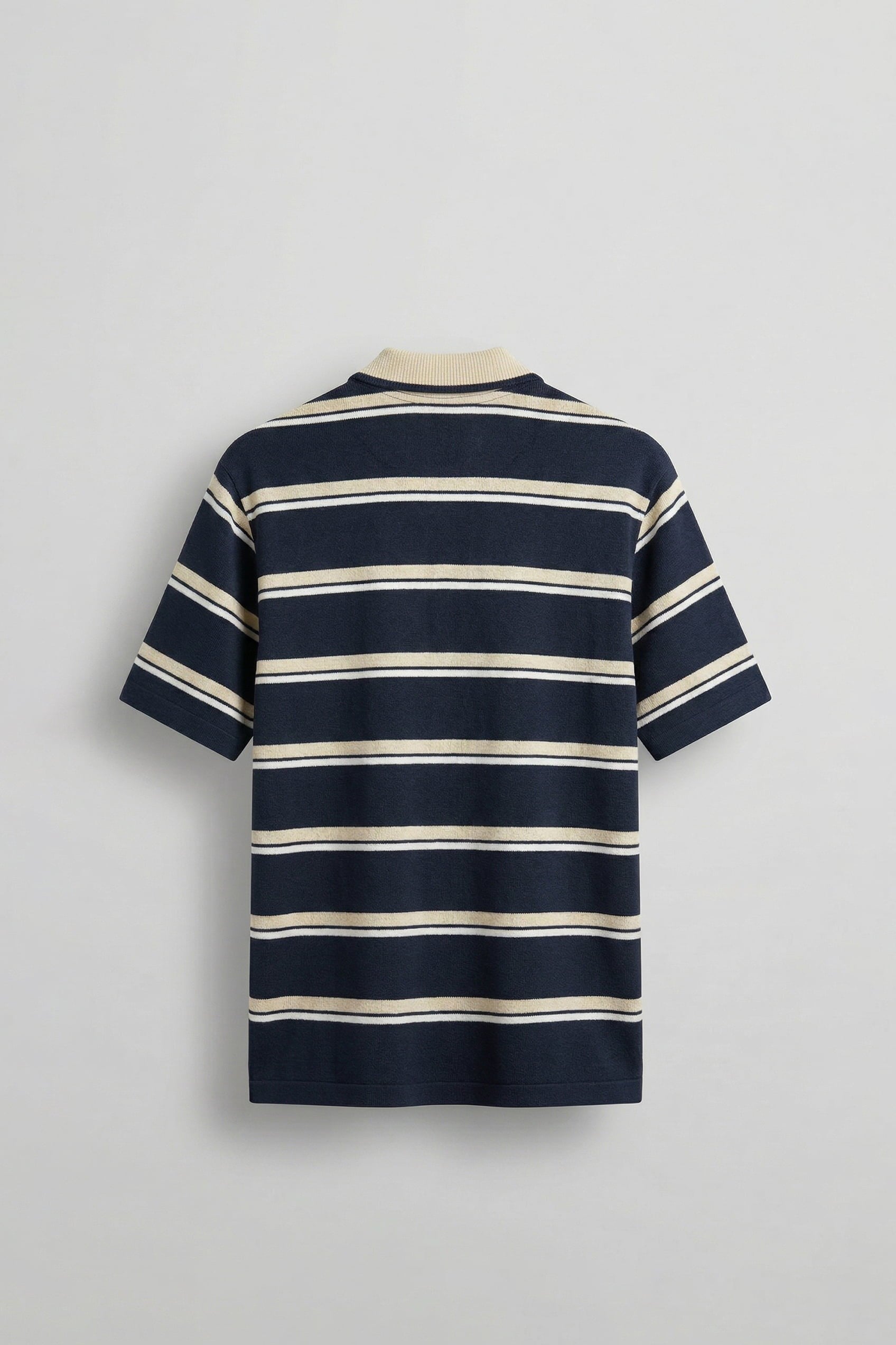 Erkek Regular Fit Çizgili Triko Polo Yaka T-Shirt Lacivert