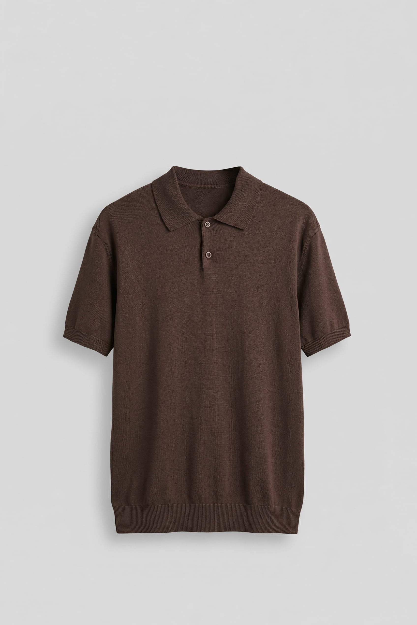 Erkek Regular Fit Örme Kumaş Basic Polo Yaka T-Shirt Kahverengi