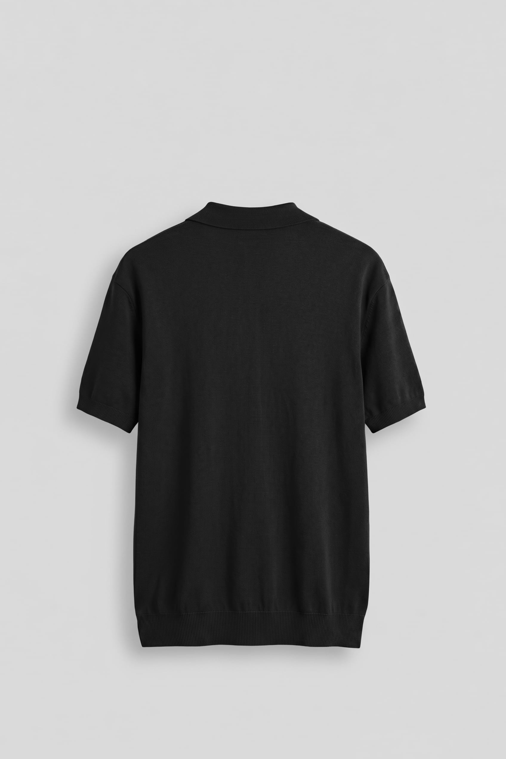 Erkek Regular Fit Örme Kumaş Basic Polo Yaka T-Shirt Siyah