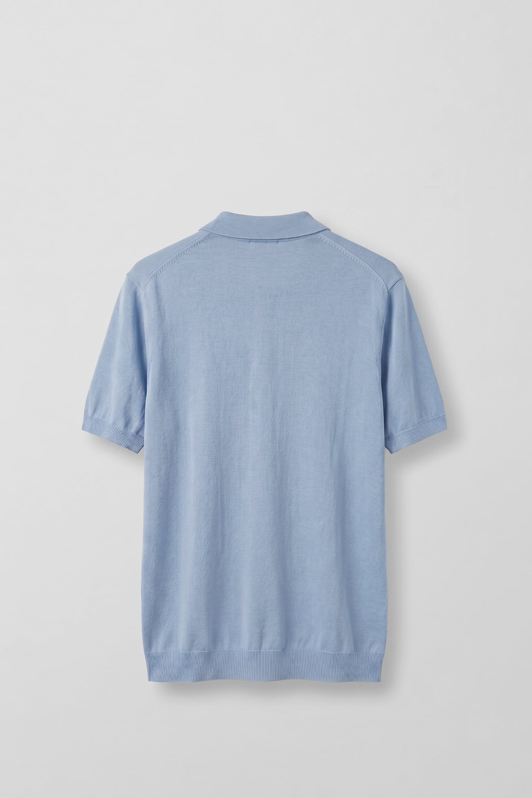 Erkek Regular Fit Örme Kumaş Basic Polo Yaka T-Shirt Açık Mavi