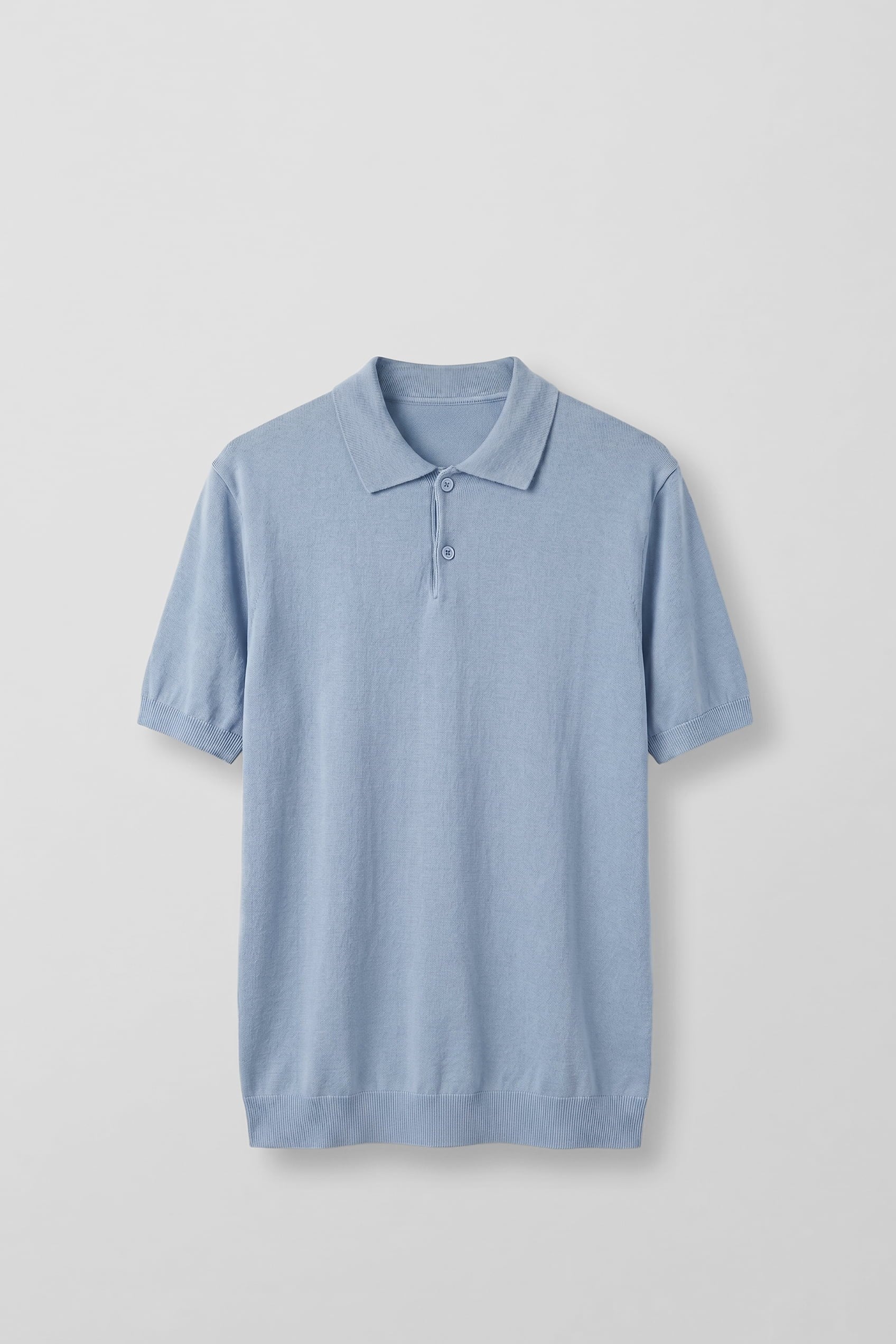 Erkek Regular Fit Örme Kumaş Basic Polo Yaka T-Shirt Açık Mavi