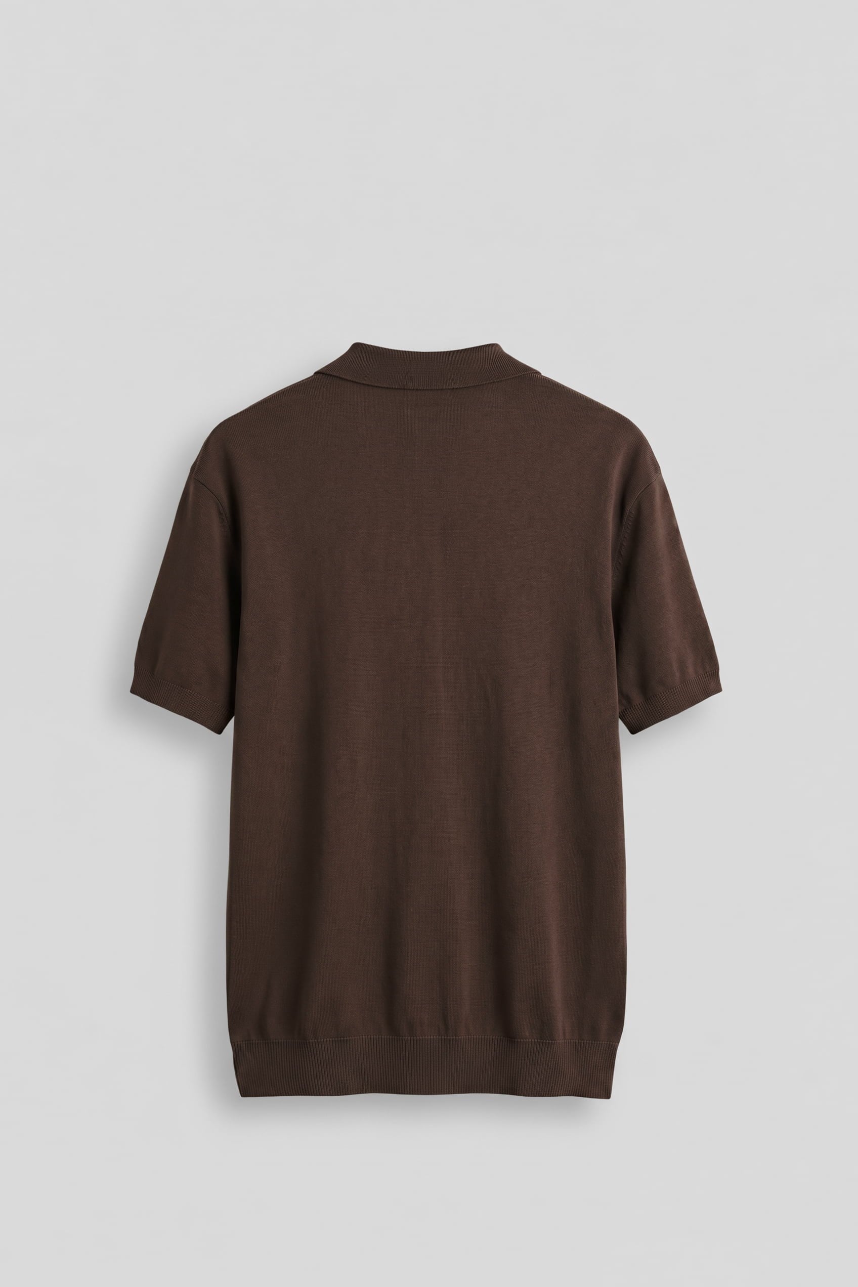 Erkek Regular Fit Örme Kumaş Basic Polo Yaka T-Shirt Kahverengi