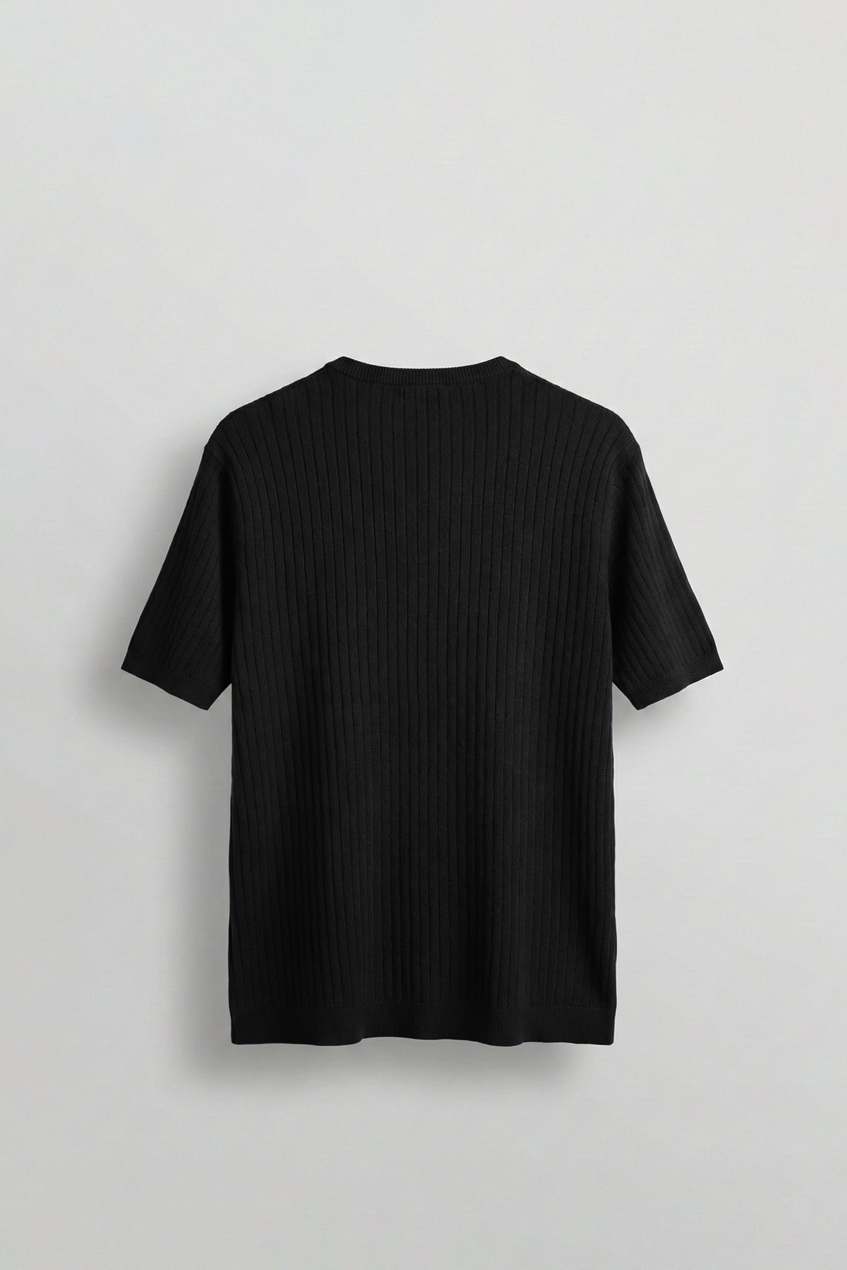 Erkek Regular Fit  Premium Fitilli Triko T-Shirt Siyah