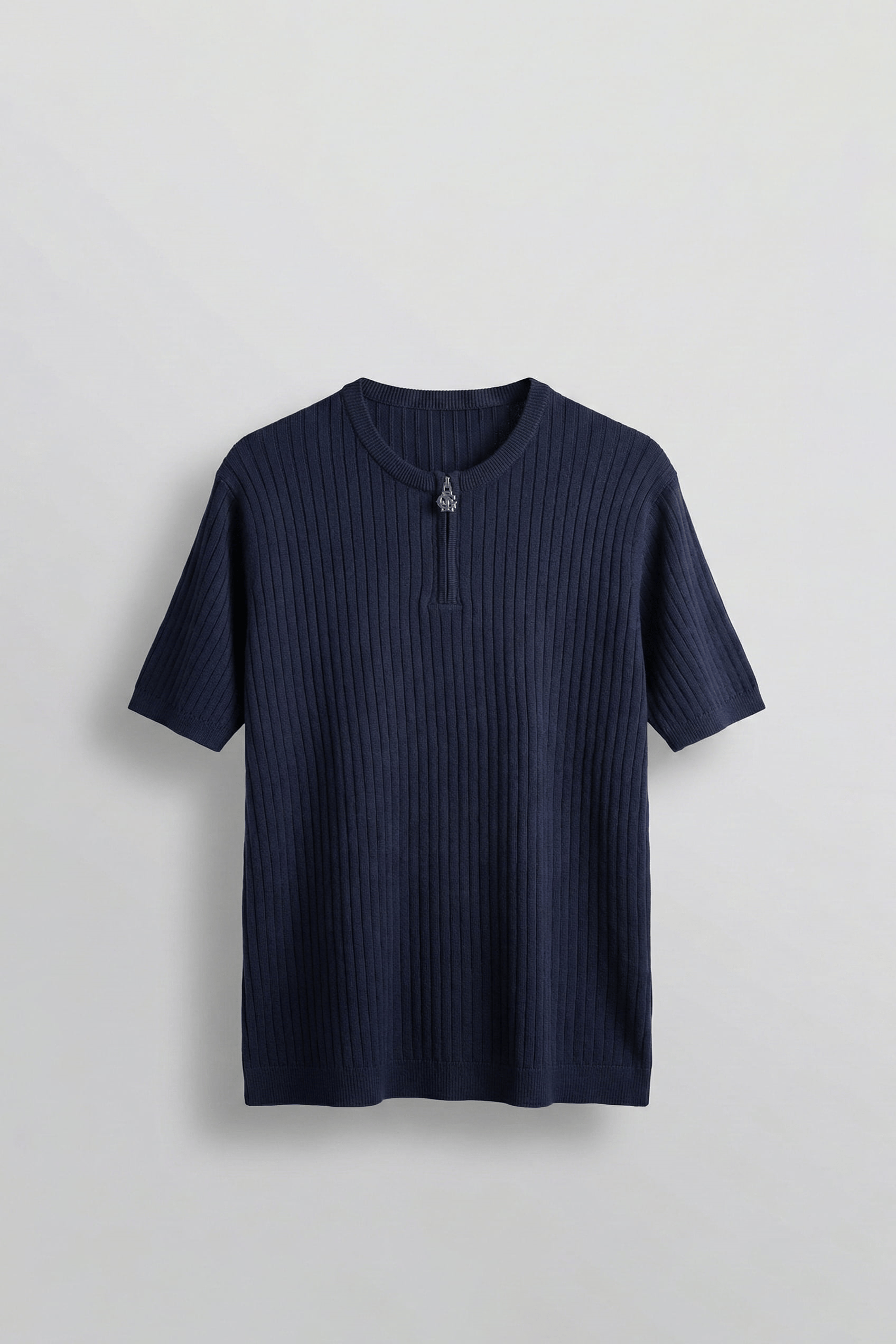 Erkek Regular Fit  Premium Fitilli Triko T-Shirt Lacivert