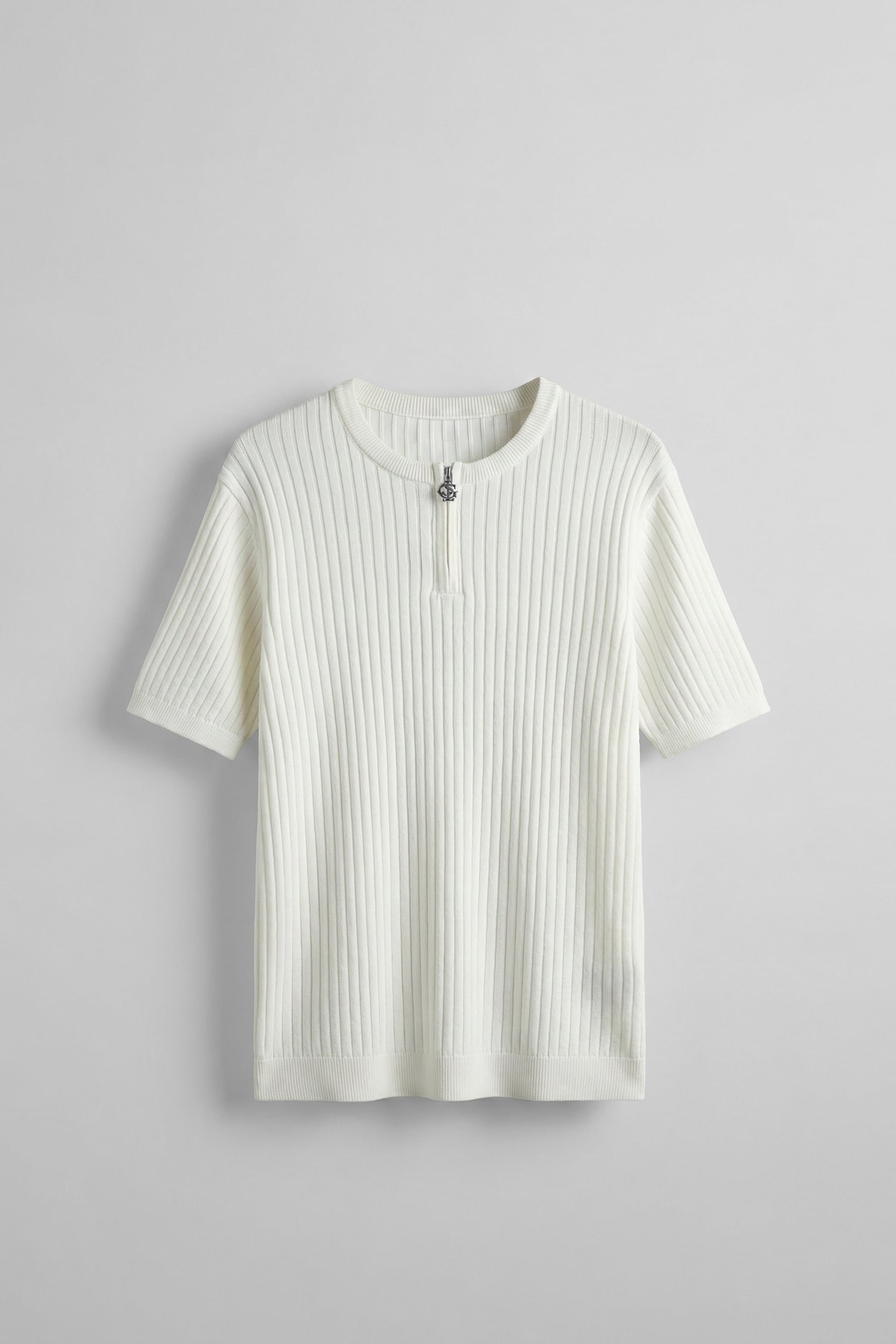 Erkek Regular Fit  Premium Fitilli Triko T-Shirt Ekru