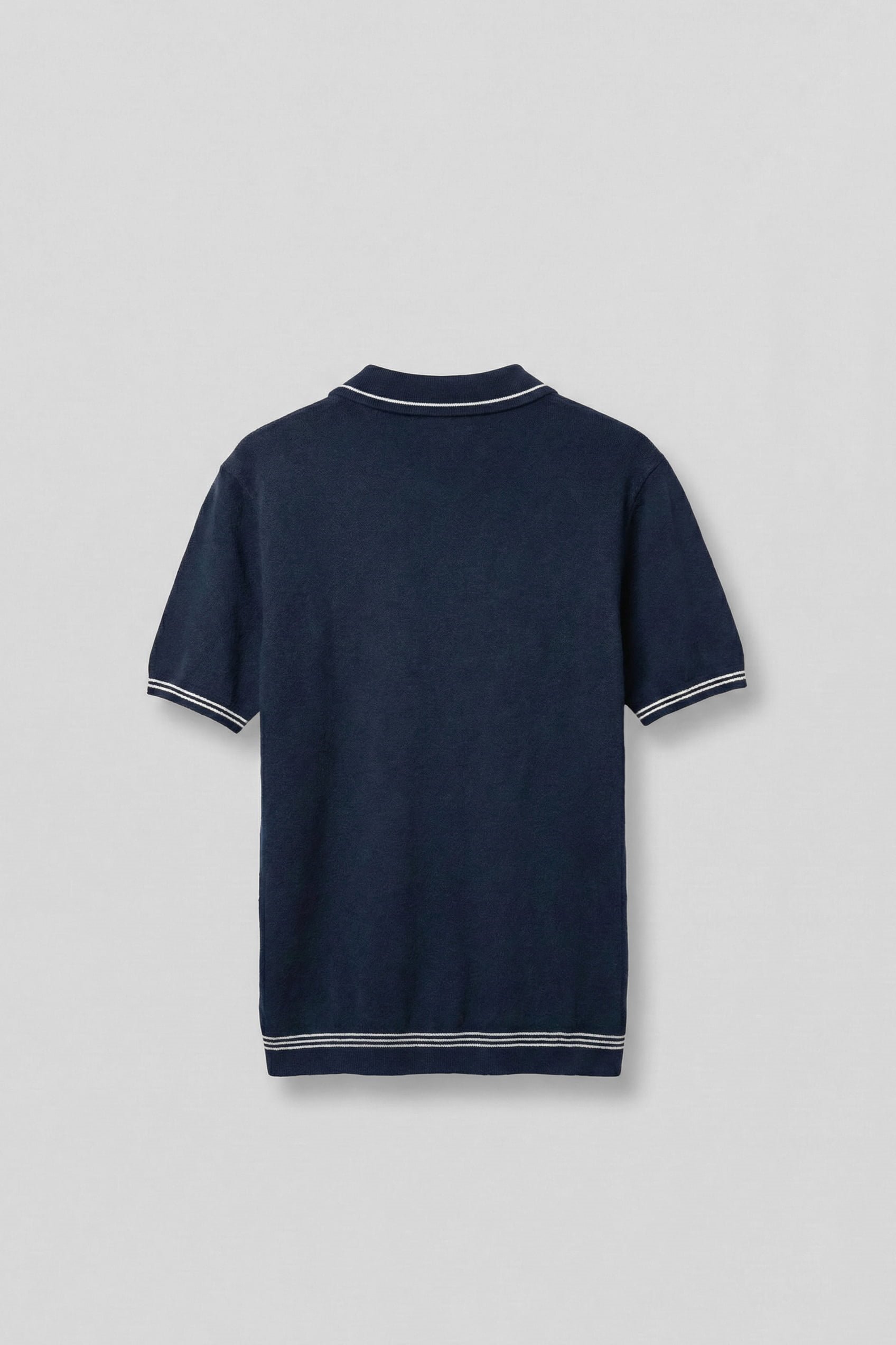 Erkek Regular Fit Saç Örgü Detaylı Triko Polo Yaka T Shirt Lacivert