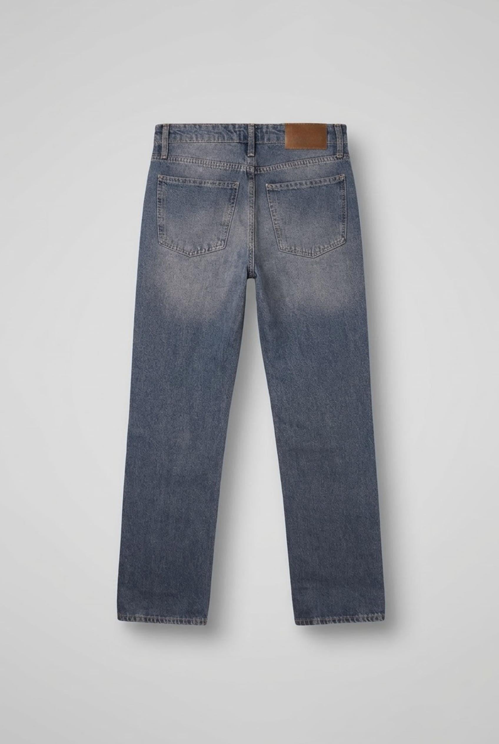 Erkek Regular Fit Yıkamalı Jean Pantolon Mavi