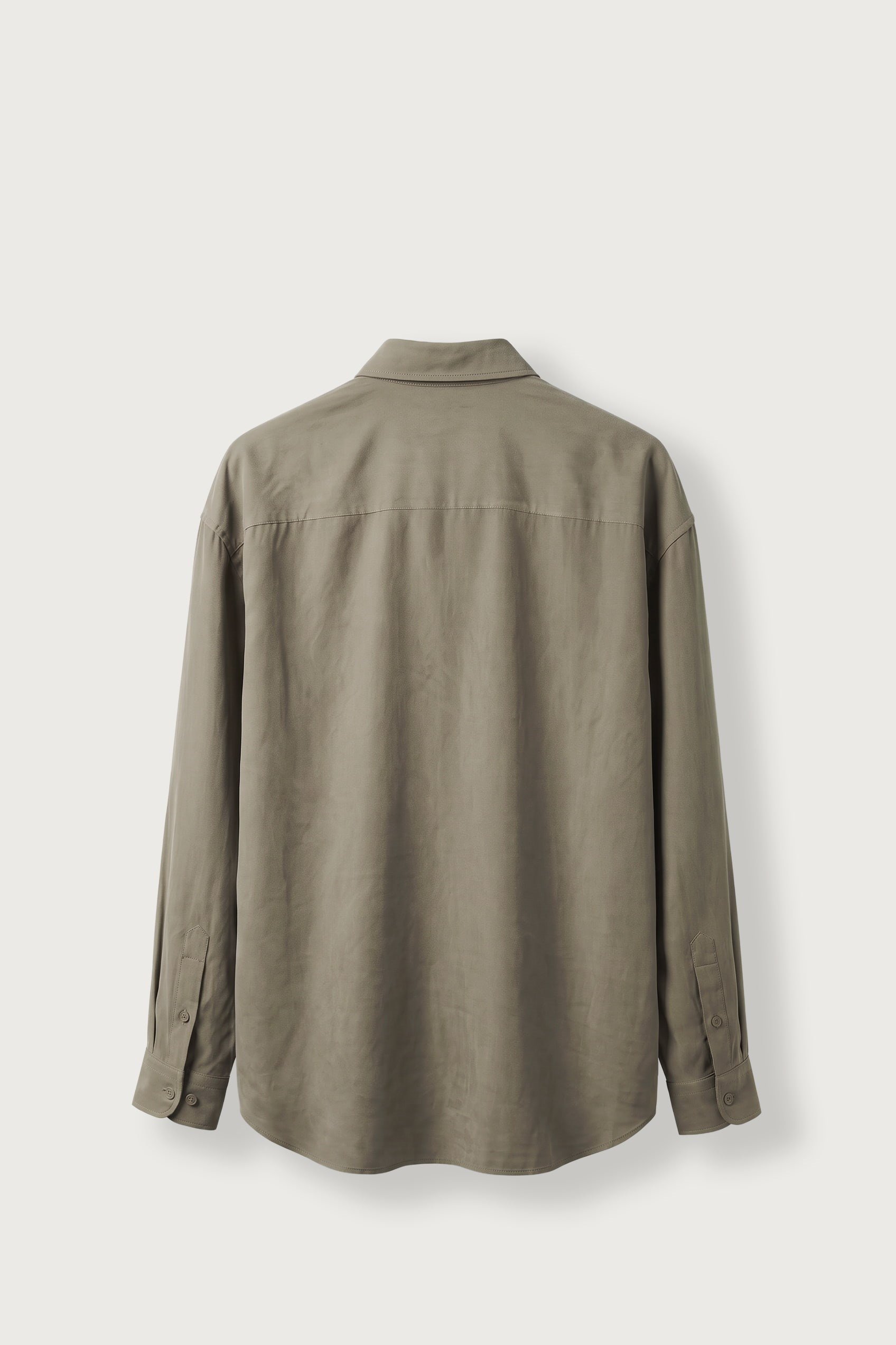 Erkek Relax Fit Basic Uzun Kollu Tencel Gömlek Haki