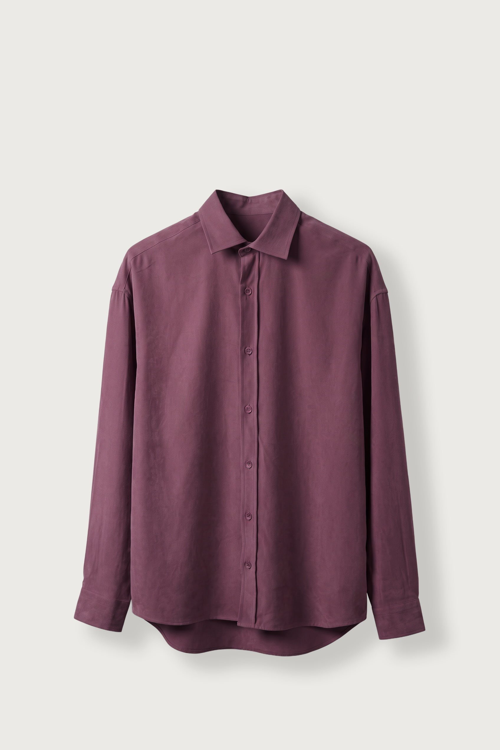 Erkek Relax Fit Basic Uzun Kollu Tencel Gömlek Bordo
