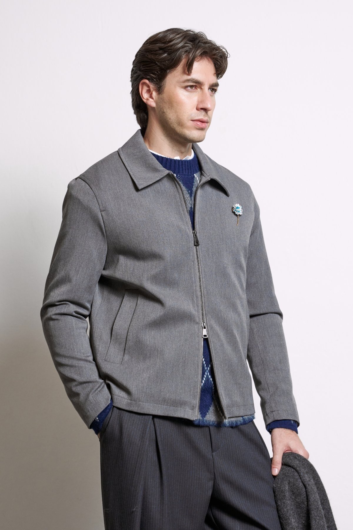 Erkek Relax Fit Premium Kalın Gabardin Ceket Antrasit