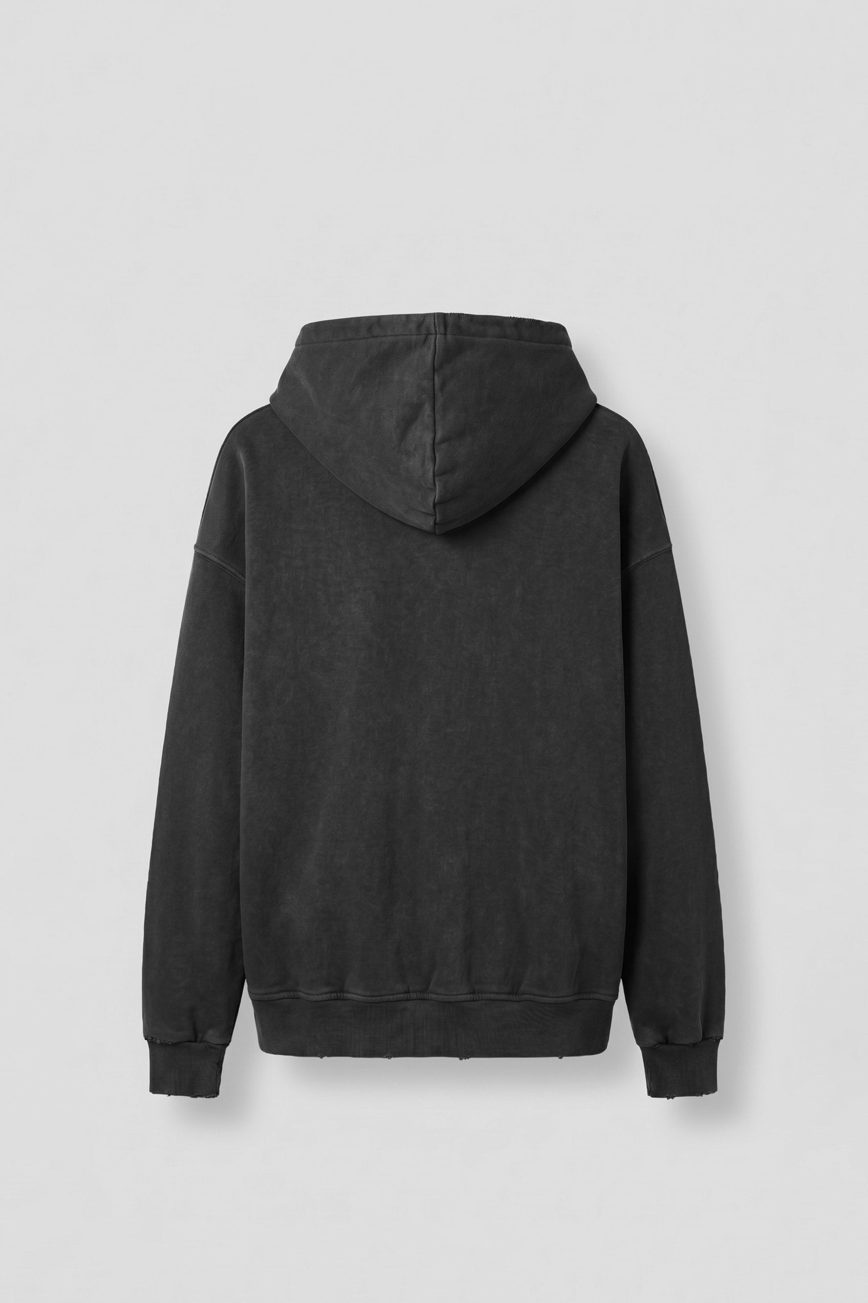 Erkek Relax Fit Yıkamalı Kapüşonlu Sweatshirt Siyah