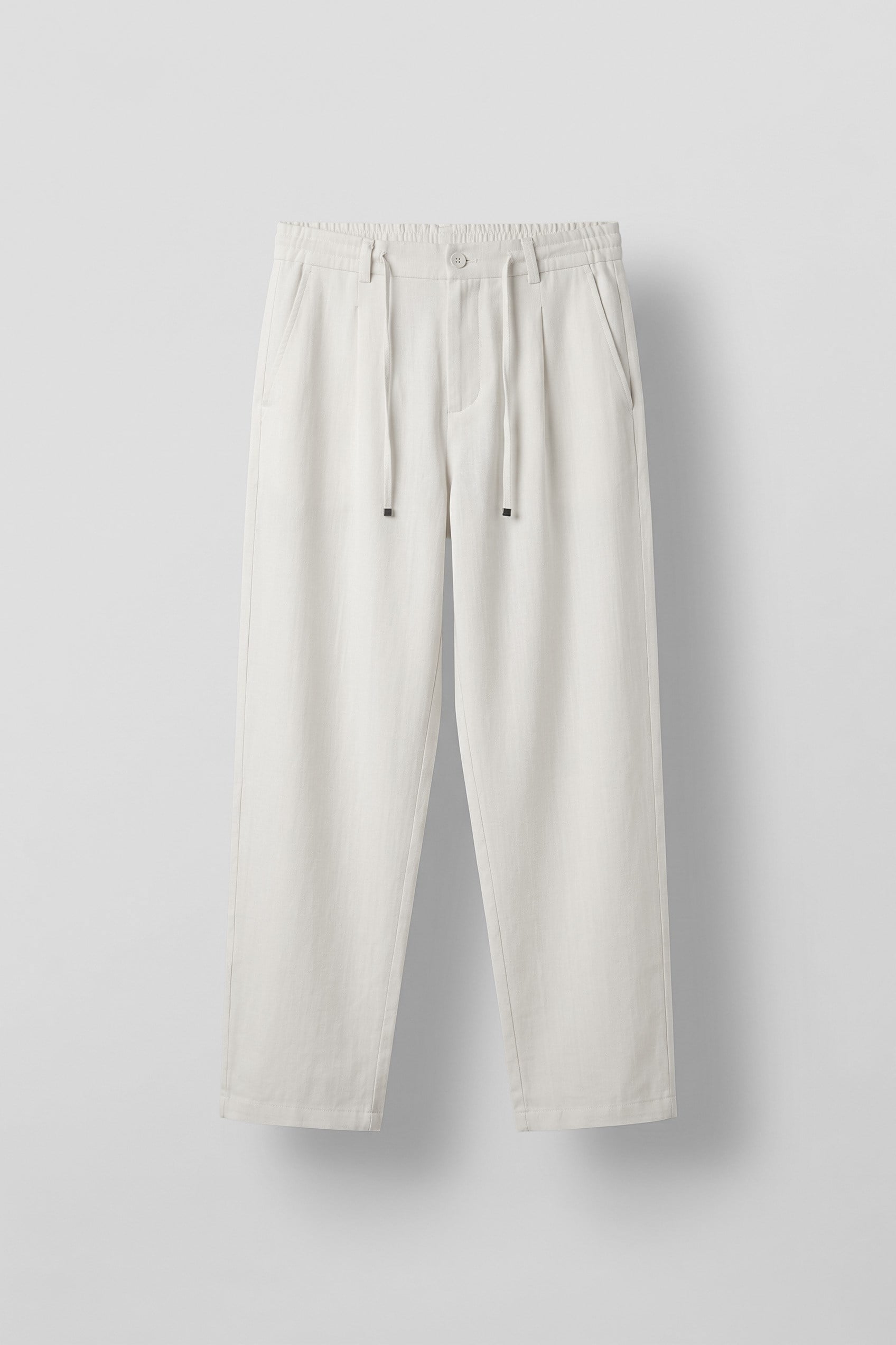 Erkek Relaxed Fit Bağcıklı Rahat Kalıp Pantolon Beyaz