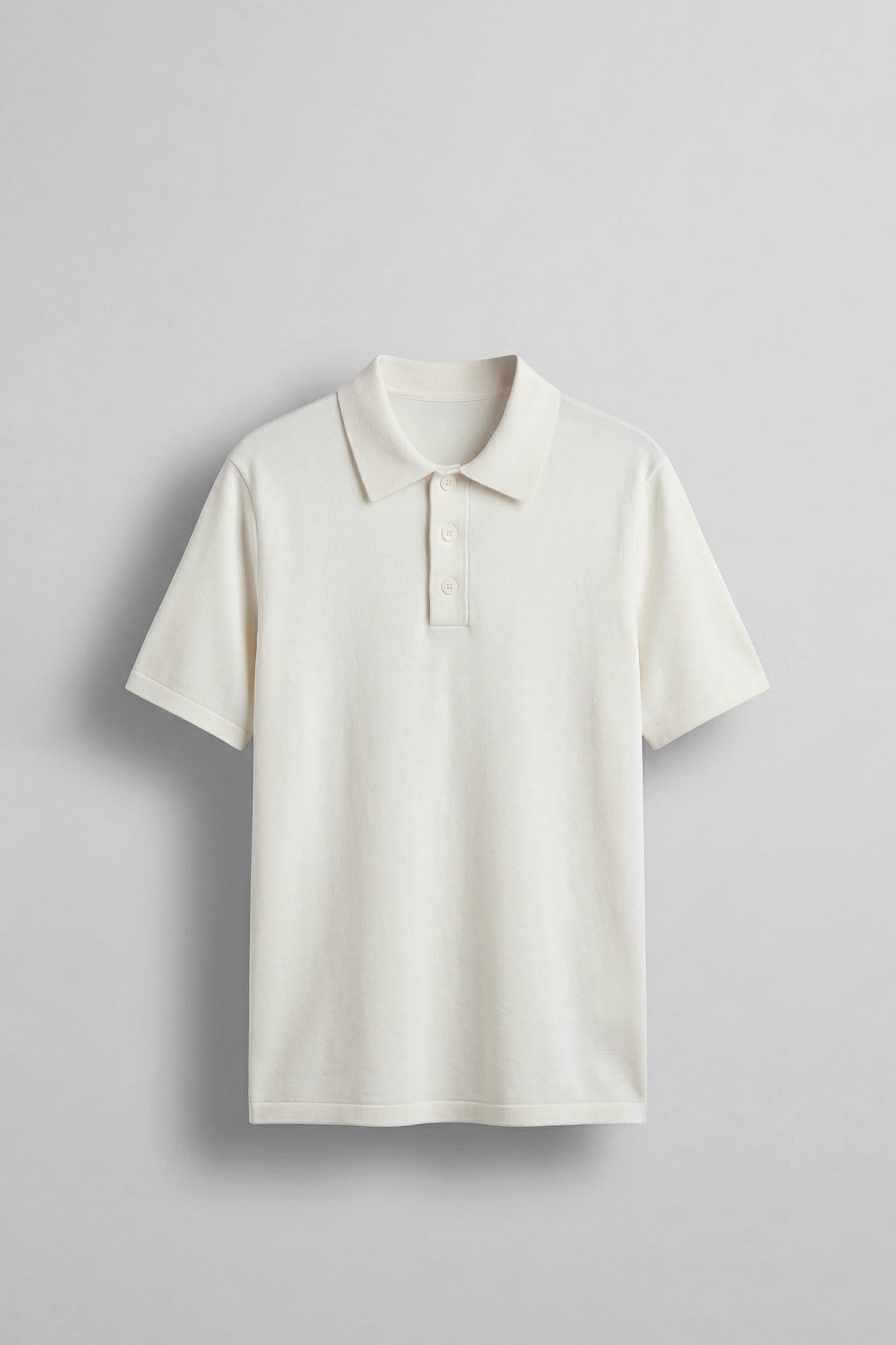 Erkek Relaxed Fit Basic Polo Yaka T-Shirt Ekru