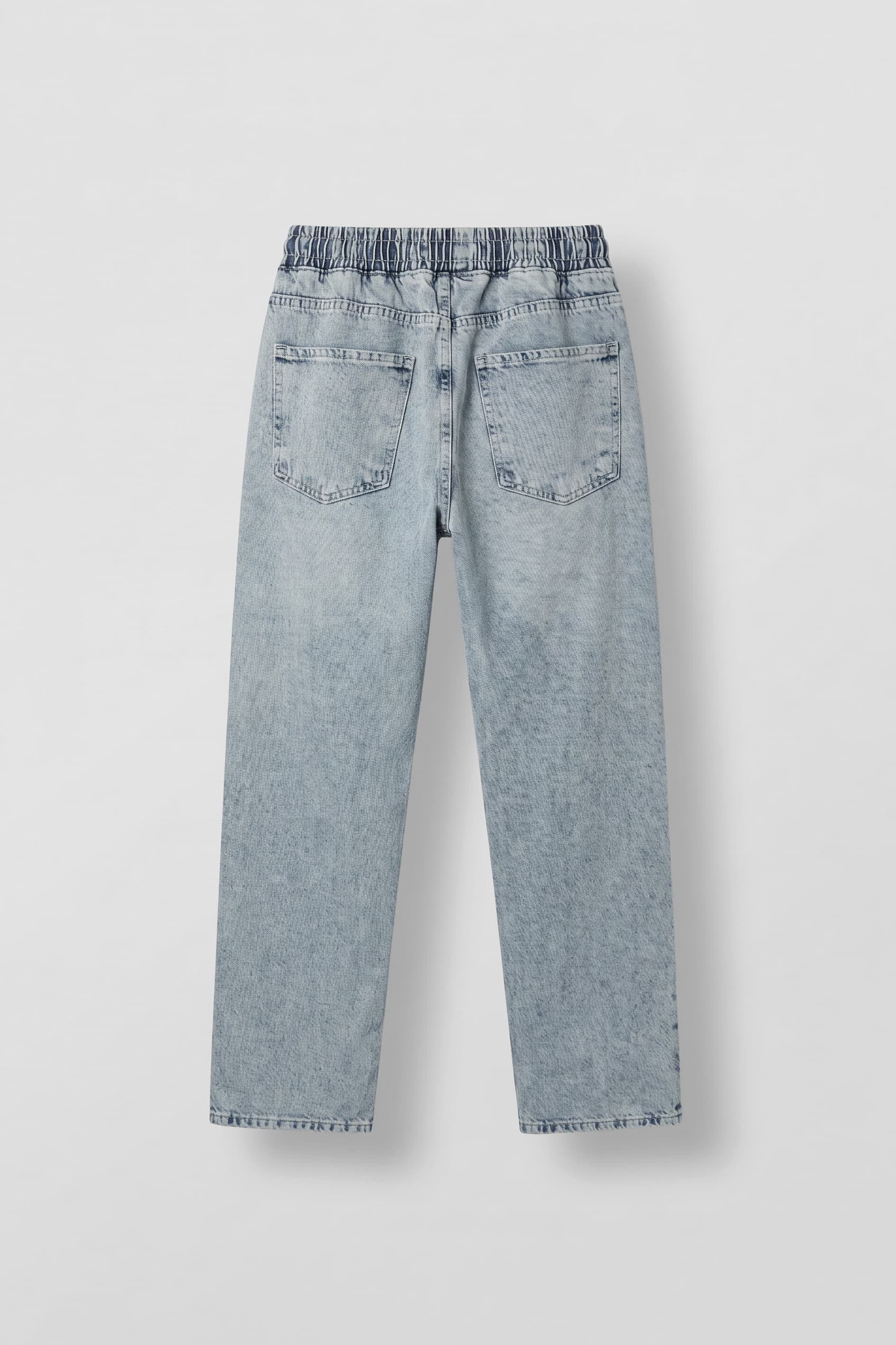 Erkek Relaxed Fit Beli Lastikli Jean Pantolon Açık Mavi
