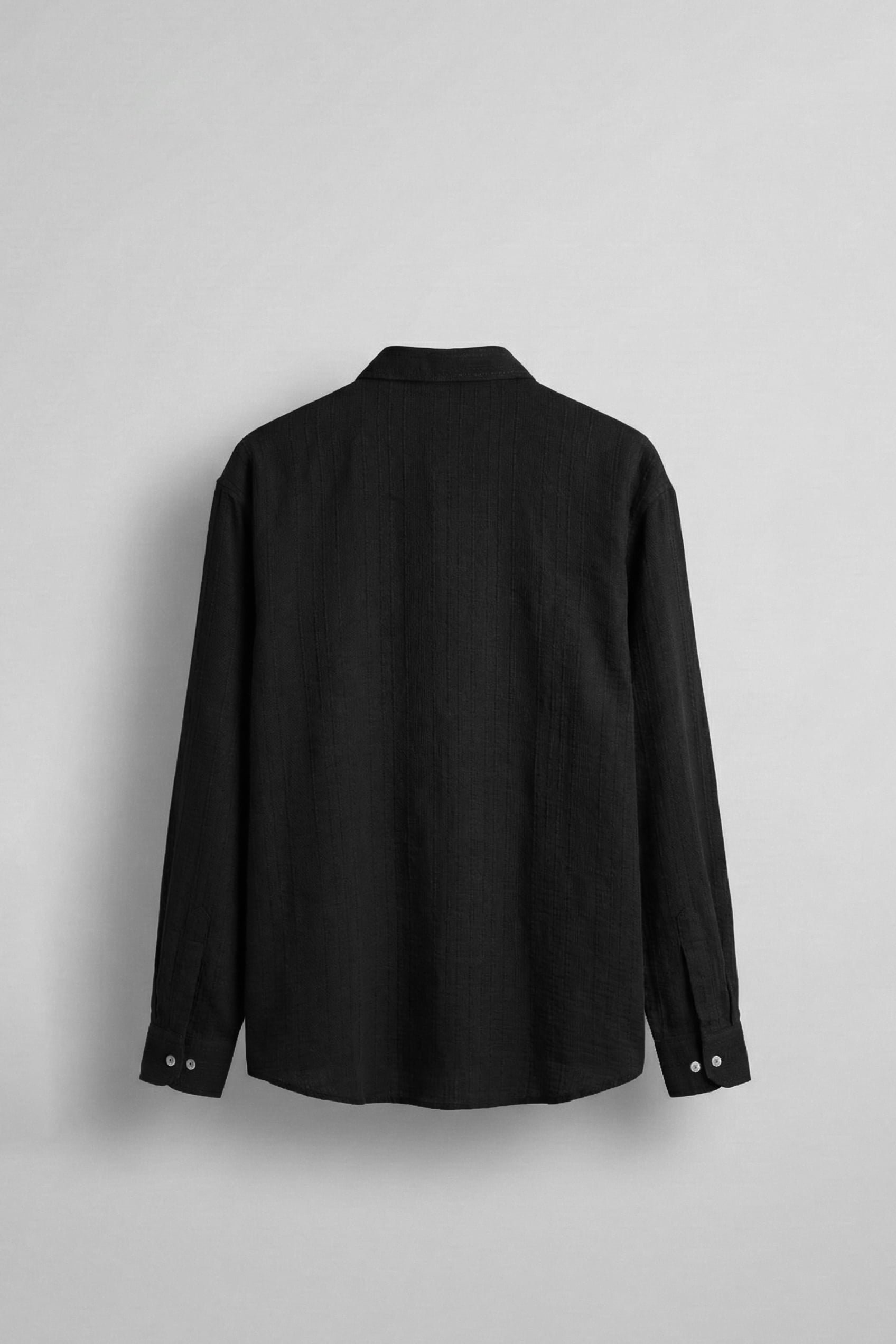 Erkek Relaxed Fit İnce Tekstürlü Gömlek Siyah