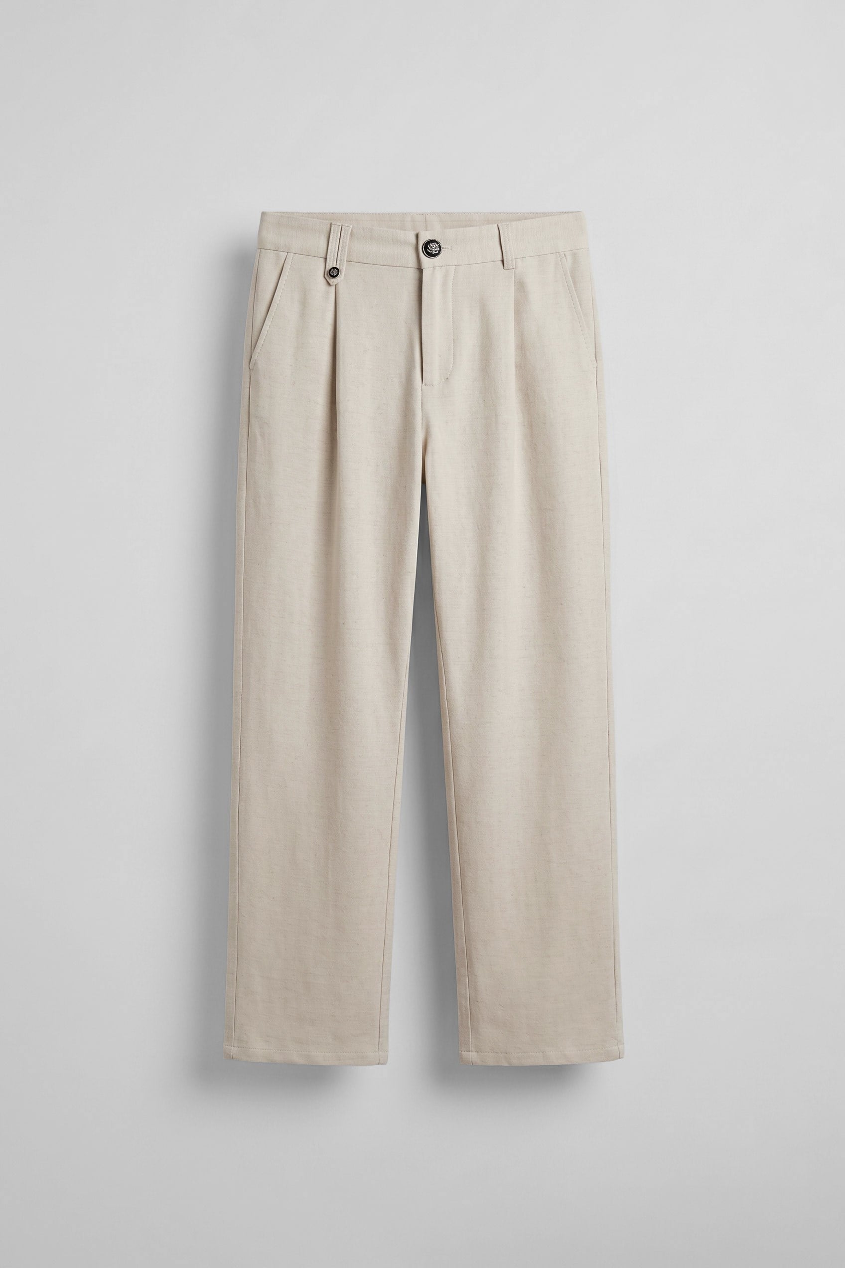 Erkek Relaxed Fit Keten Görünümlü Pantolon Ekru