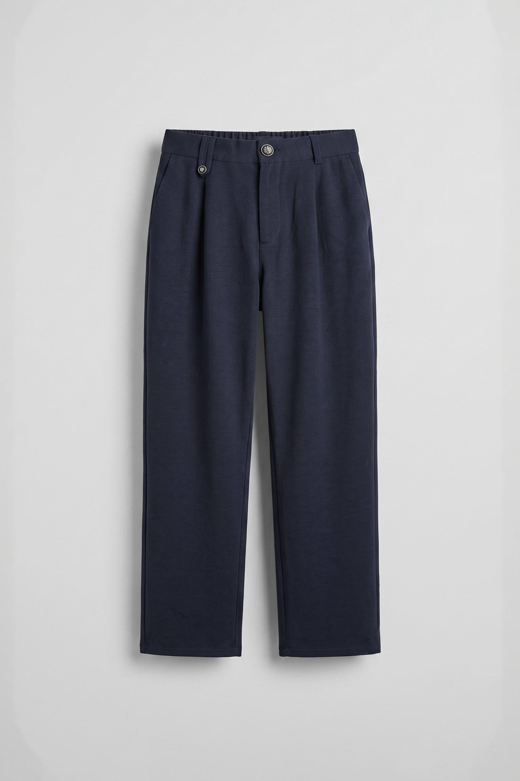 Erkek Relaxed Fit Keten Görünümlü Pantolon Lacivert
