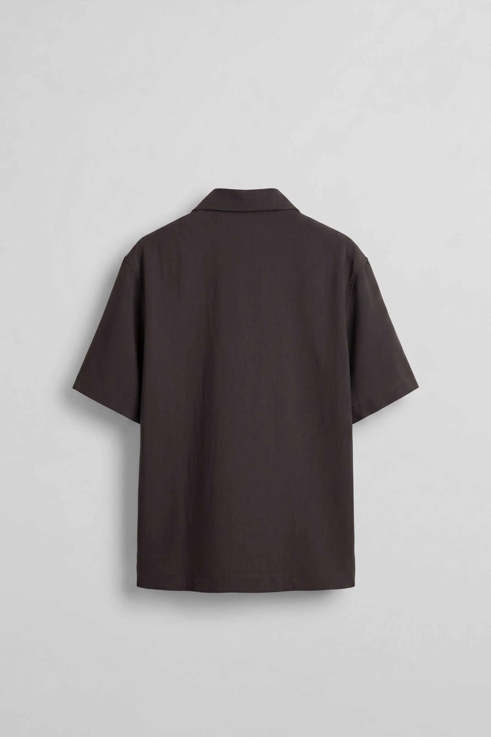 Erkek Relaxed Fit Kısa Kollu Cepli Tencel Gömlek Koyu Kahve