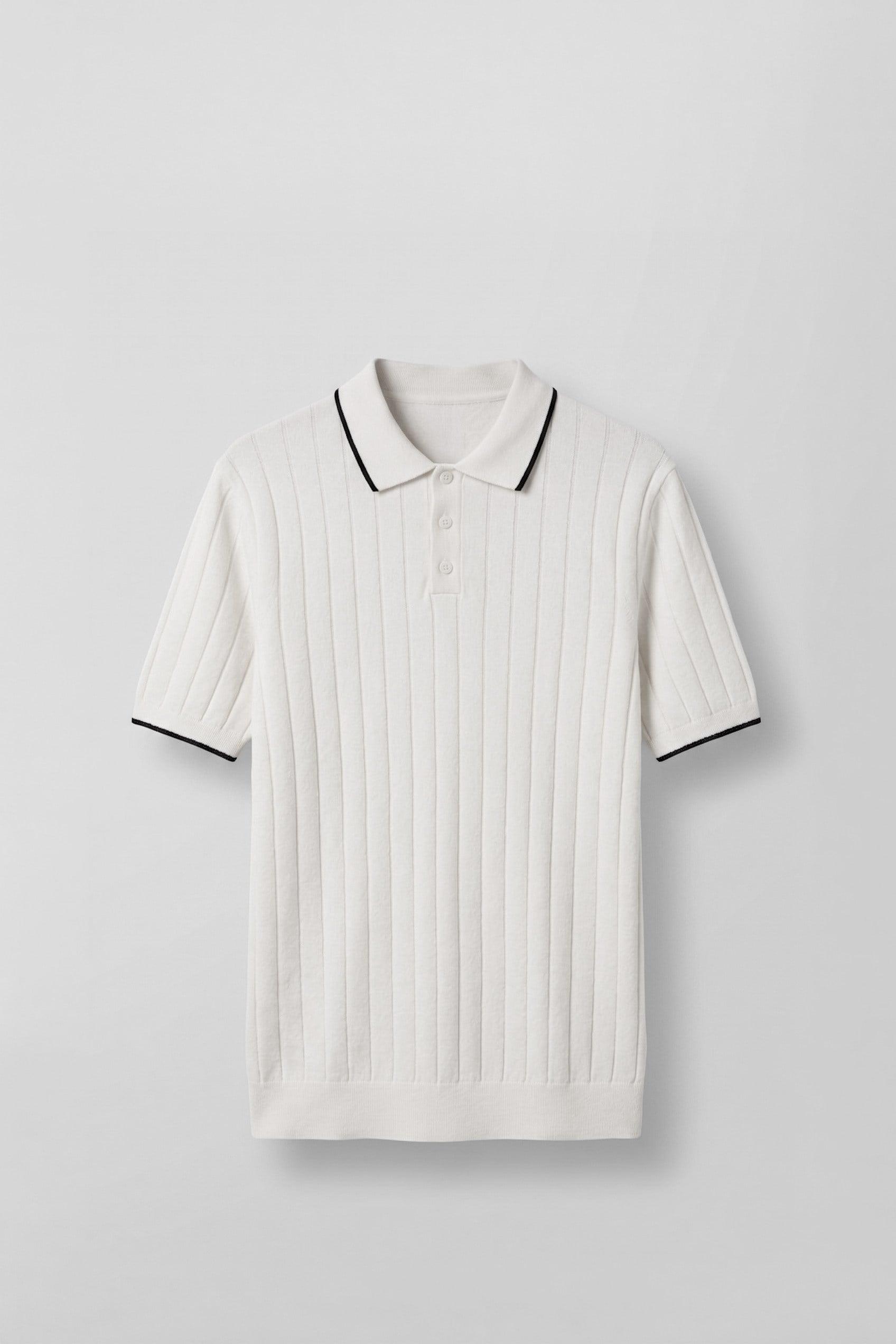Erkek Relaxed Fit Pamuklu Havlu Polo Yaka Triko T-Shirt Ekru