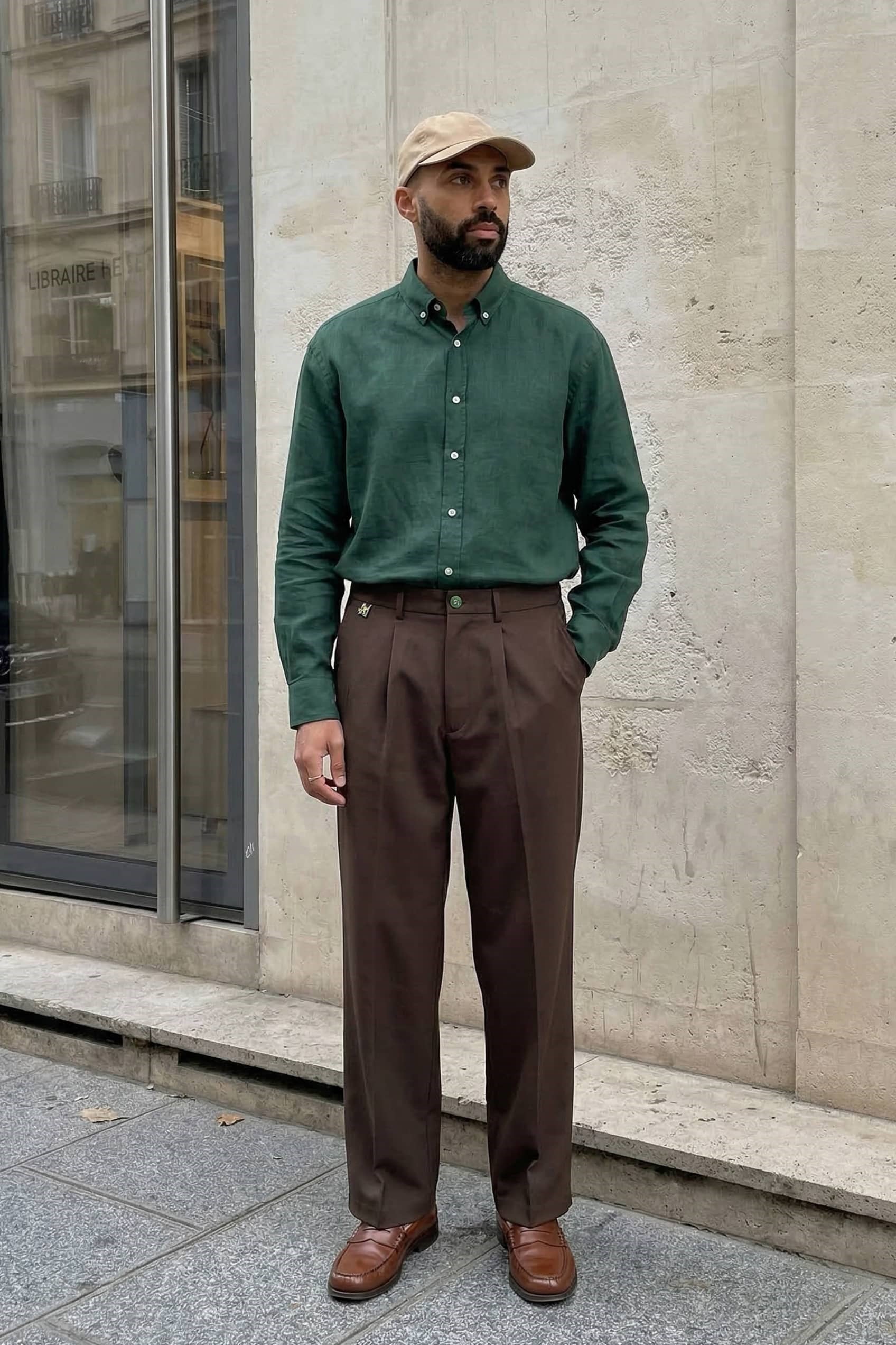 Erkek Relaxed Fit Pile Detaylı Premium Kumaş Pantolon Kahverengi