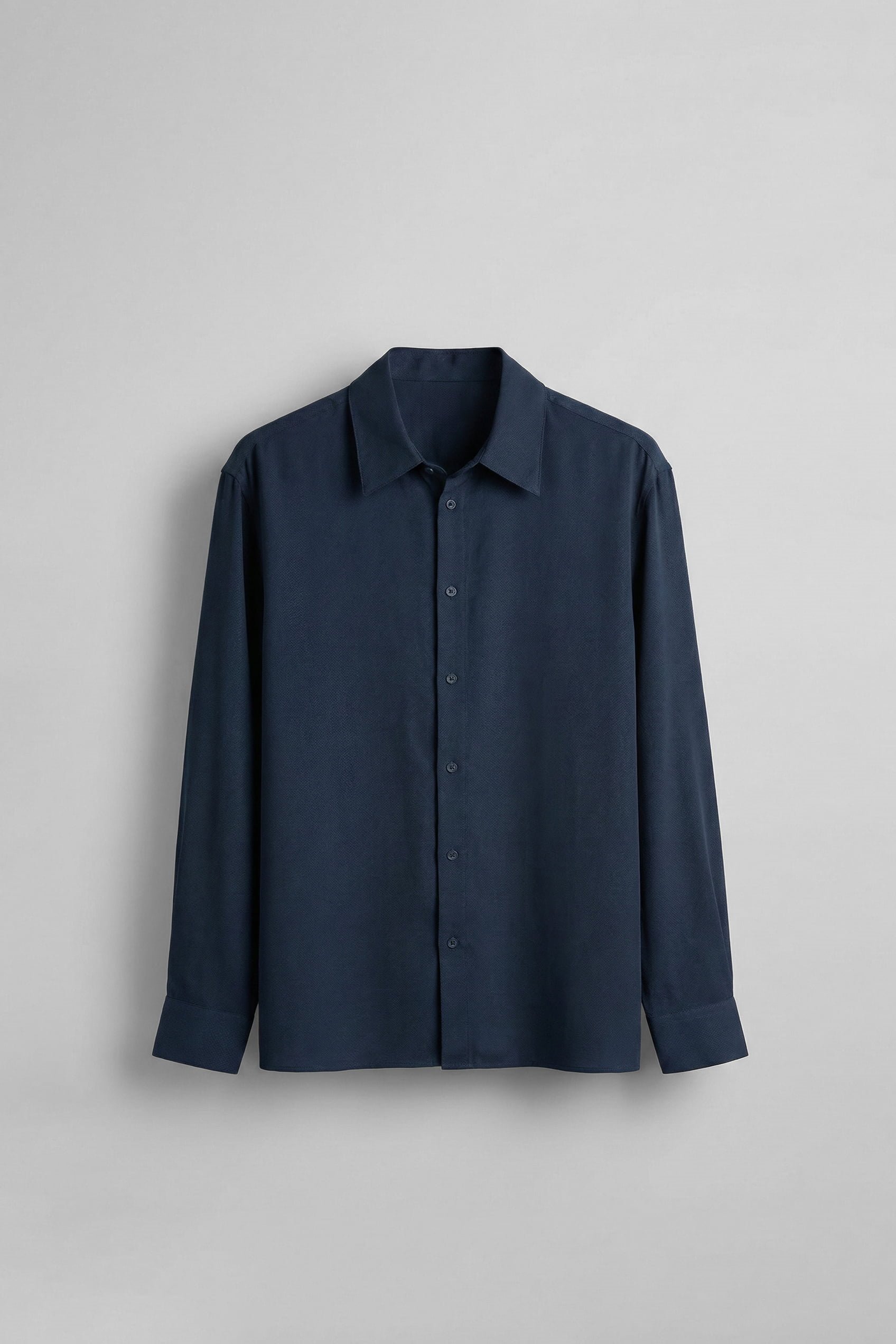 Erkek Relaxed Fit Uzun Kollu Basic Gömlek Lacivert