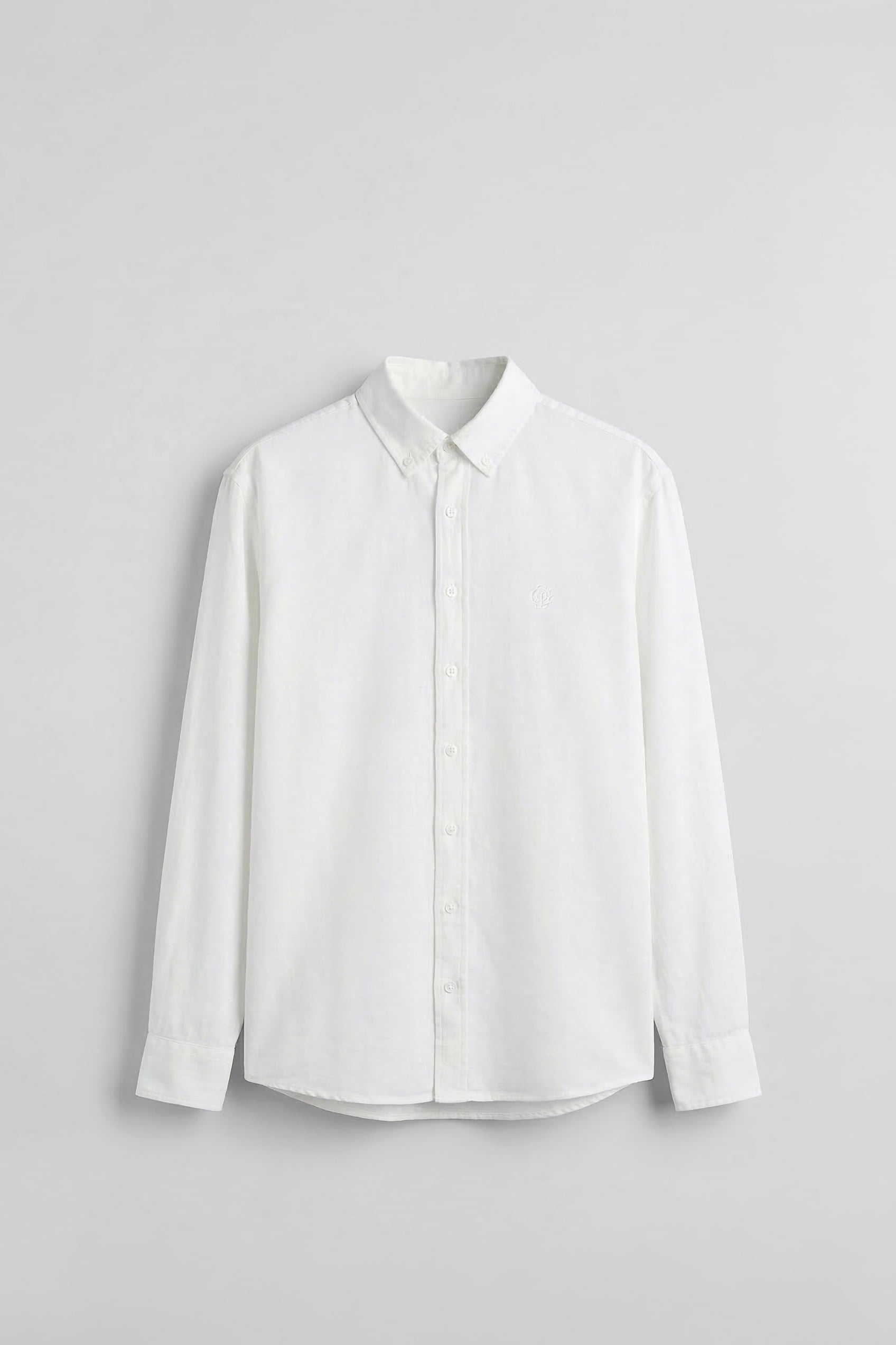 Erkek Relaxed Minimal Nakışlı Basic Tencel Gömlek Beyaz