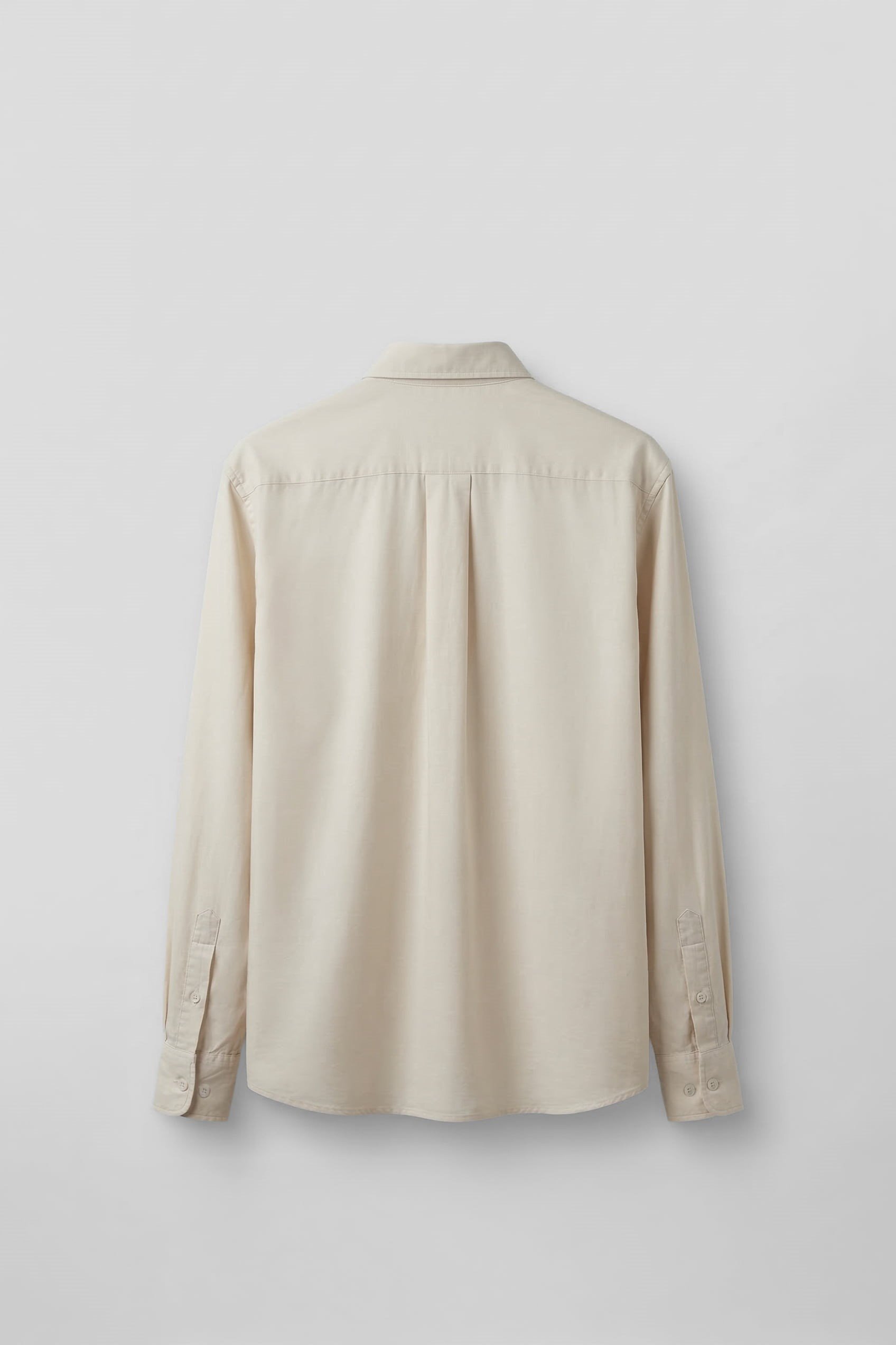 Erkek Relaxed Minimal Nakışlı Basic Tencel Gömlek Bej