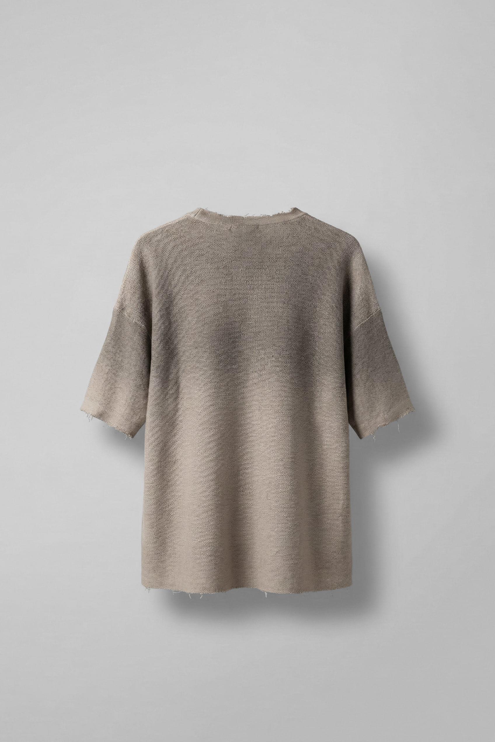 Erkek Renk Geçişli İşlemeli Oversize Dokulu T-Shirt Taş