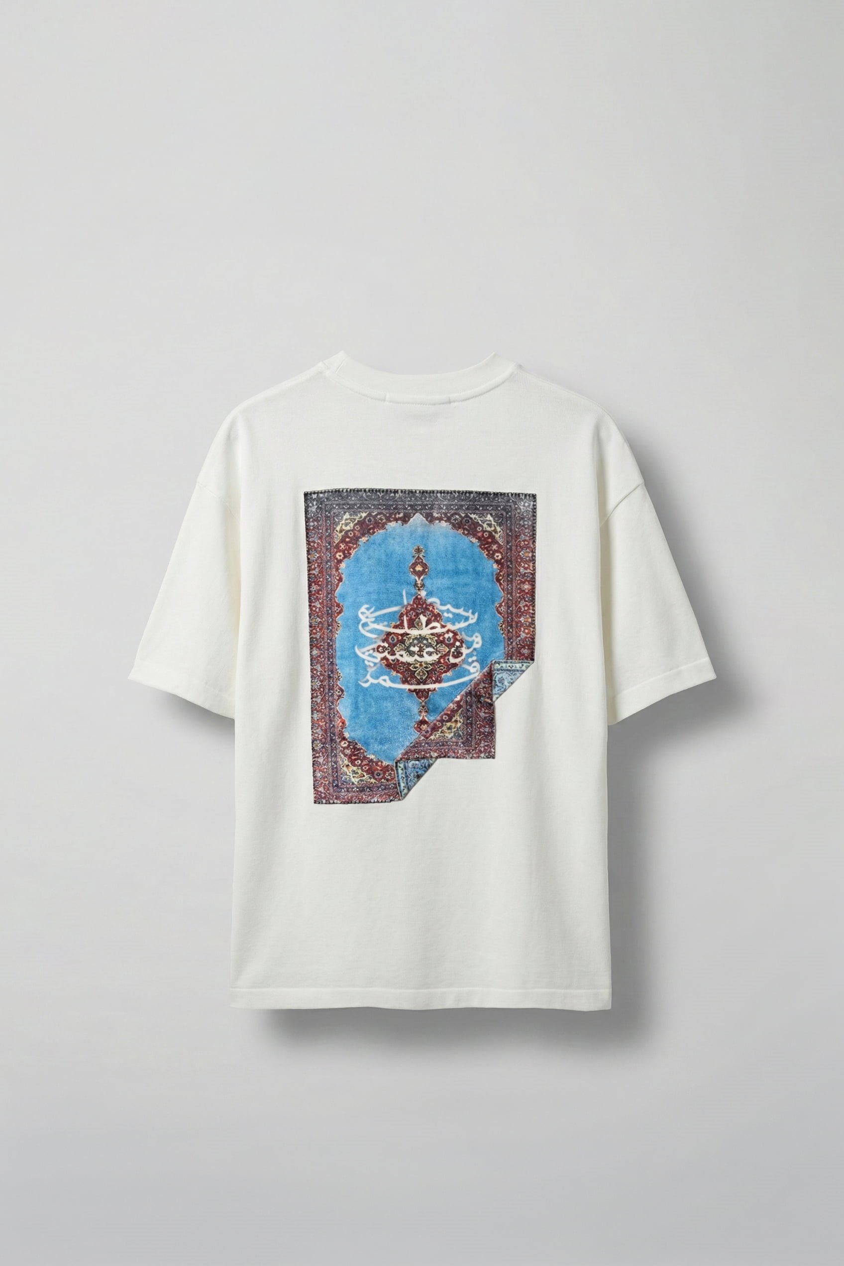 Erkek Sırtı Yamalı Oversize T-Shirt Beyaz