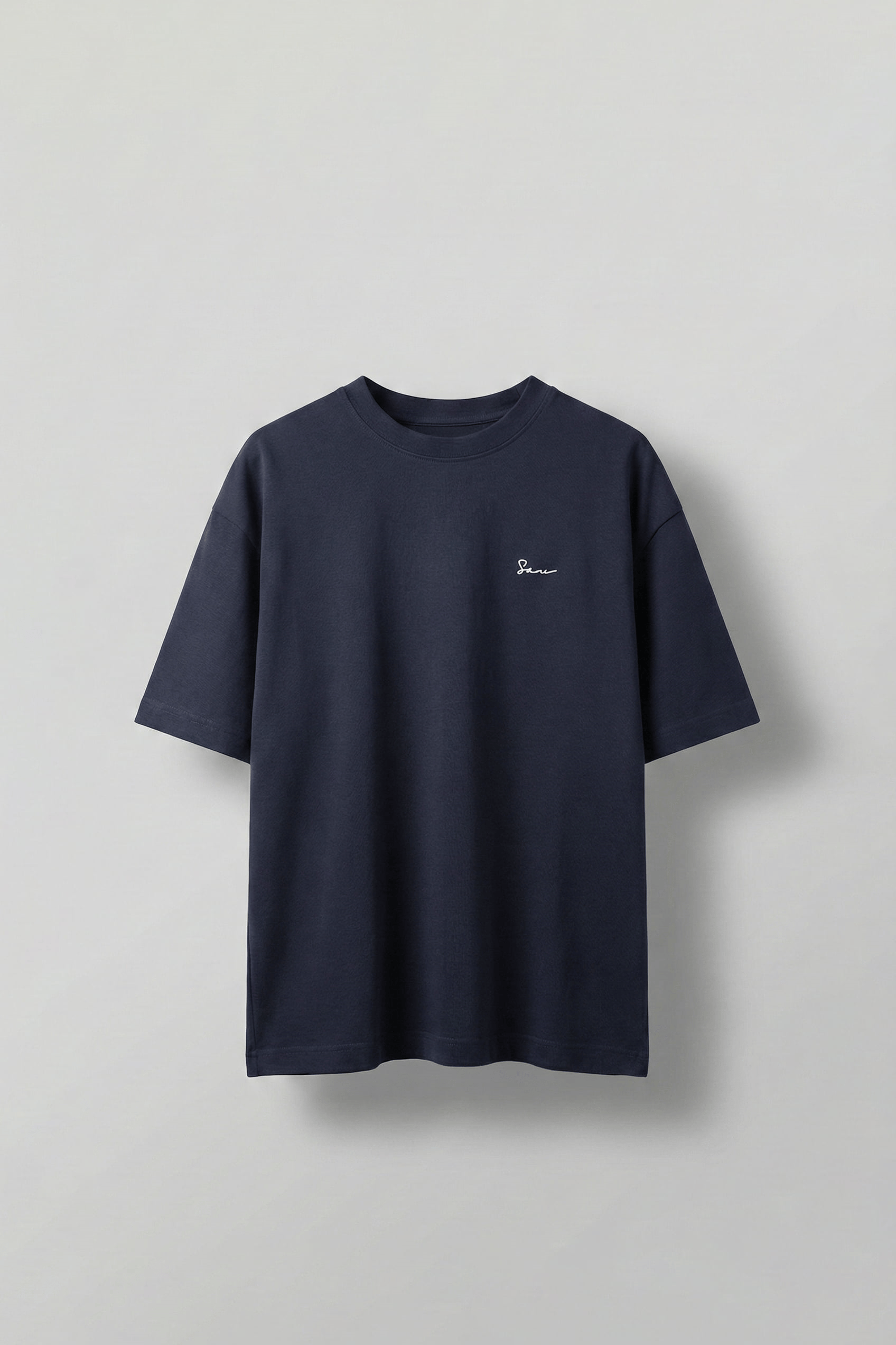 Erkek Sırtı Yamalı Oversize T-Shirt Lacivert