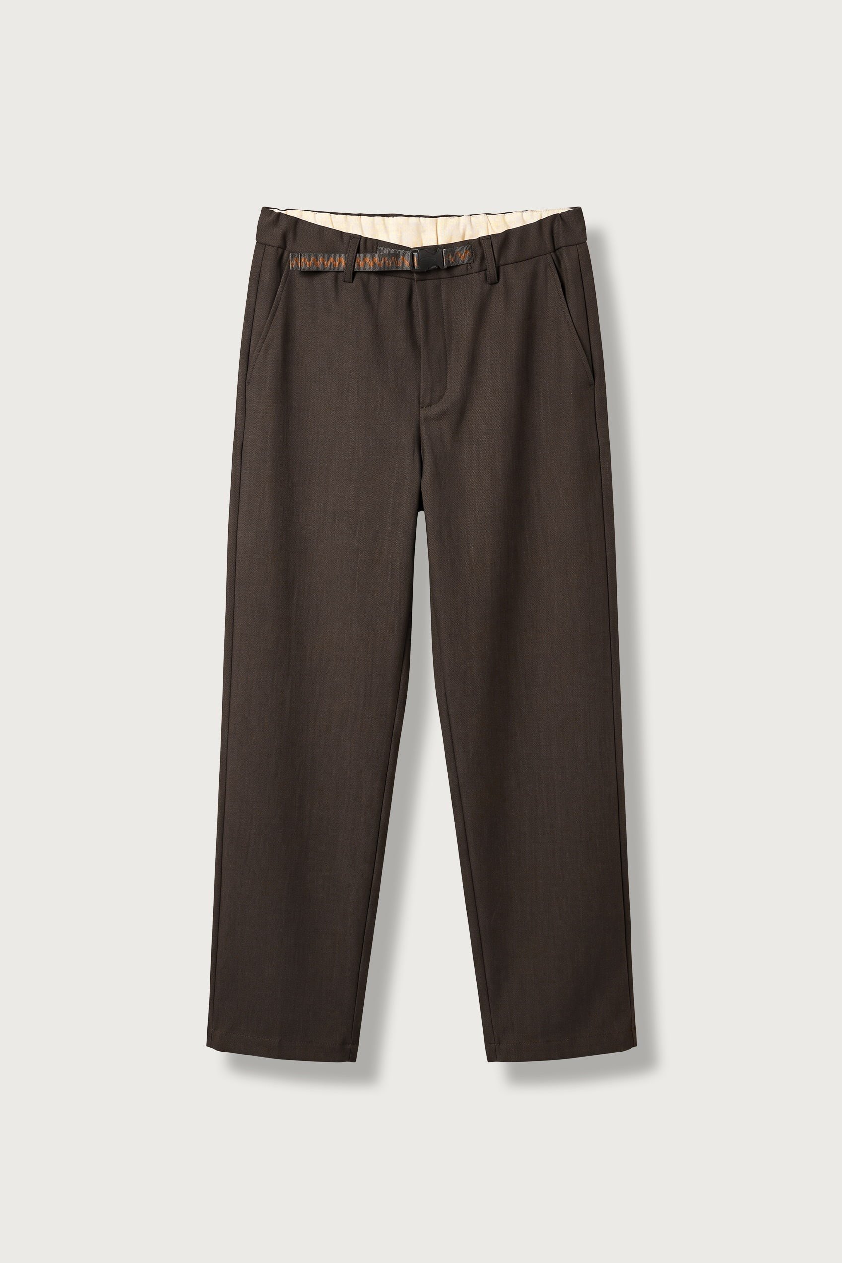 Erkek Slim Fit Beli Lastikli Kumaş Pantolon Kahverengi