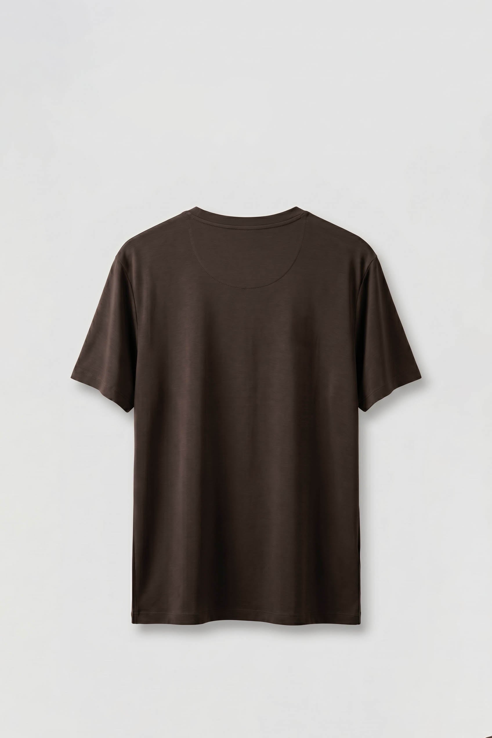 Erkek Slim Fit Bisiklet Yaka Basic T-Shirt Kahverengi