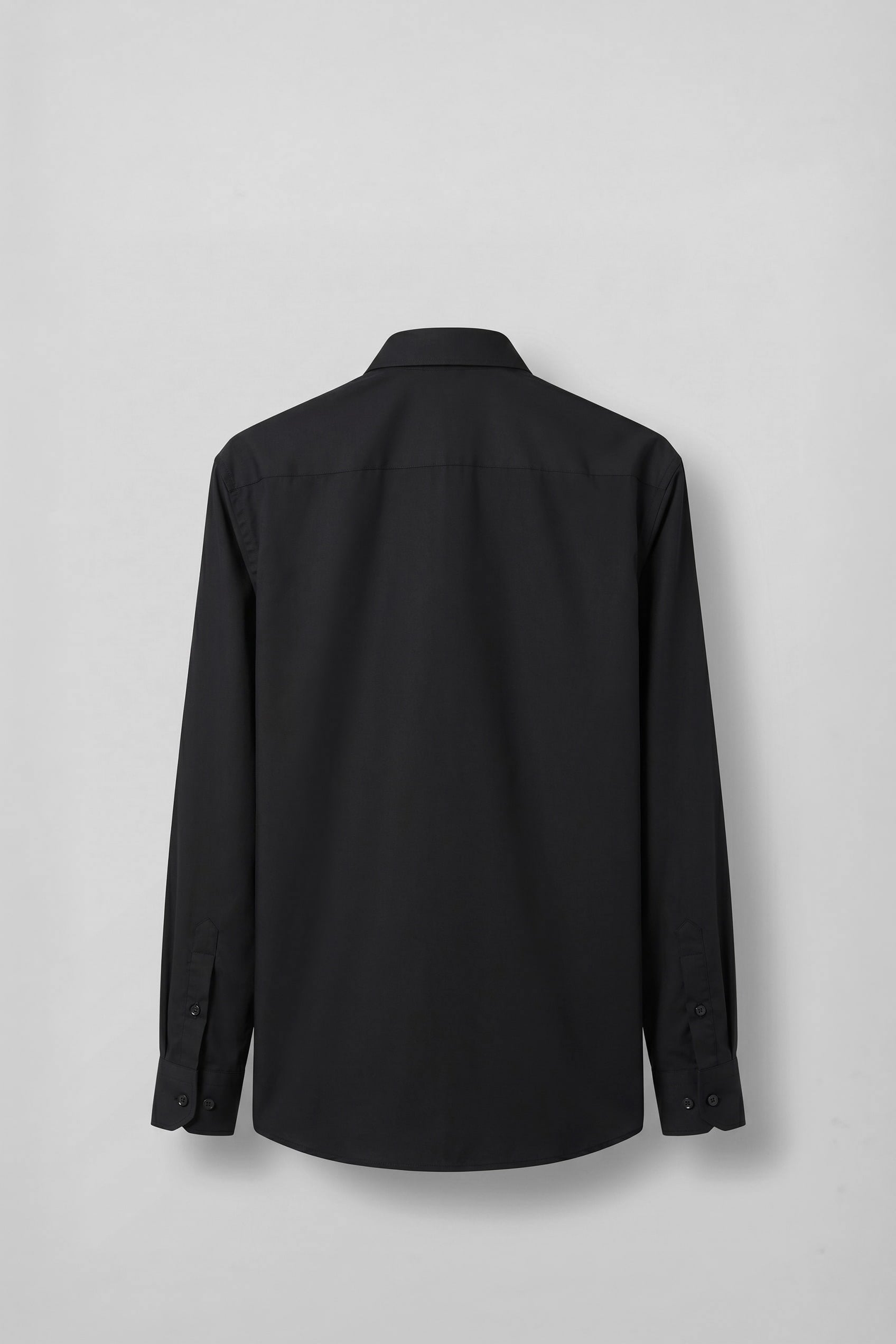 Erkek Slim Fit Pamuk Klasik Yaka Uzun Kollu Gömlek Siyah