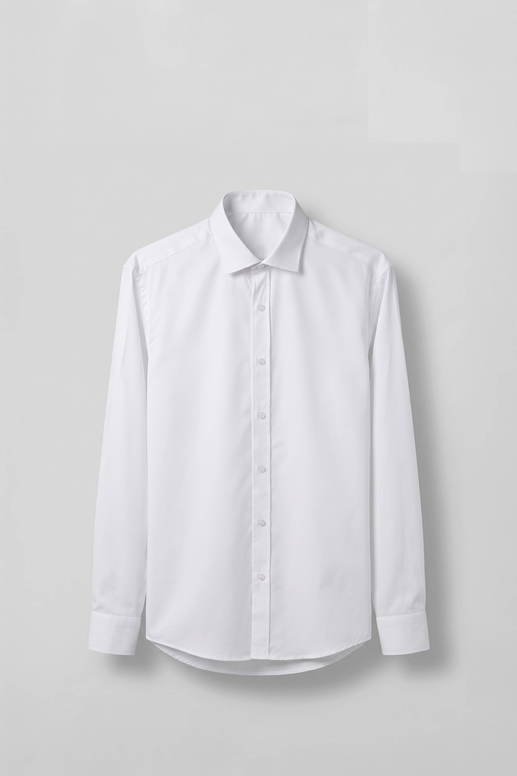 Erkek Slim Fit Pamuk Klasik Yaka Uzun Kollu Gömlek Beyaz