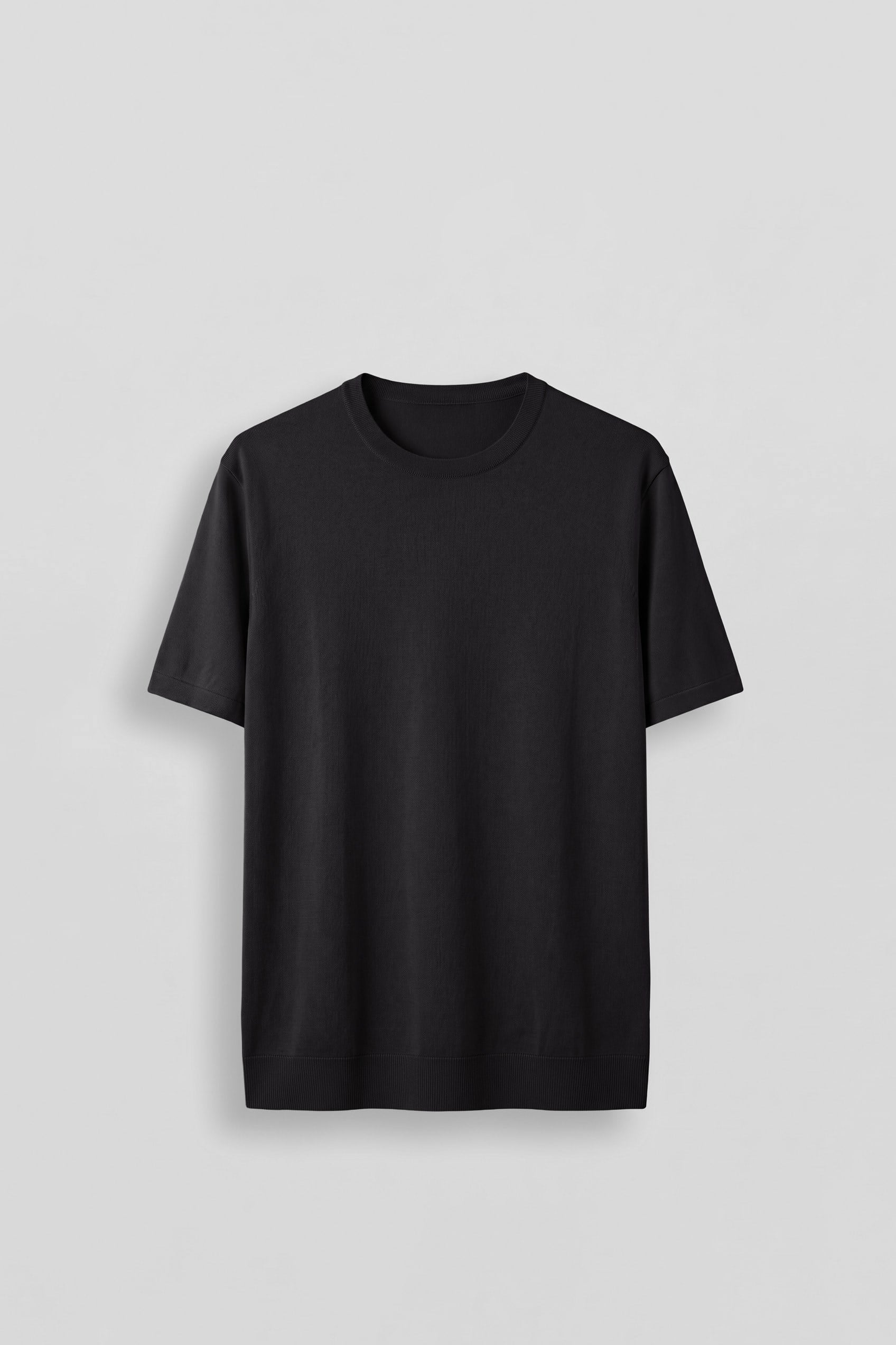 Erkek Slim Fit Triko Bisiklet Yaka Basic T-Shirt Siyah
