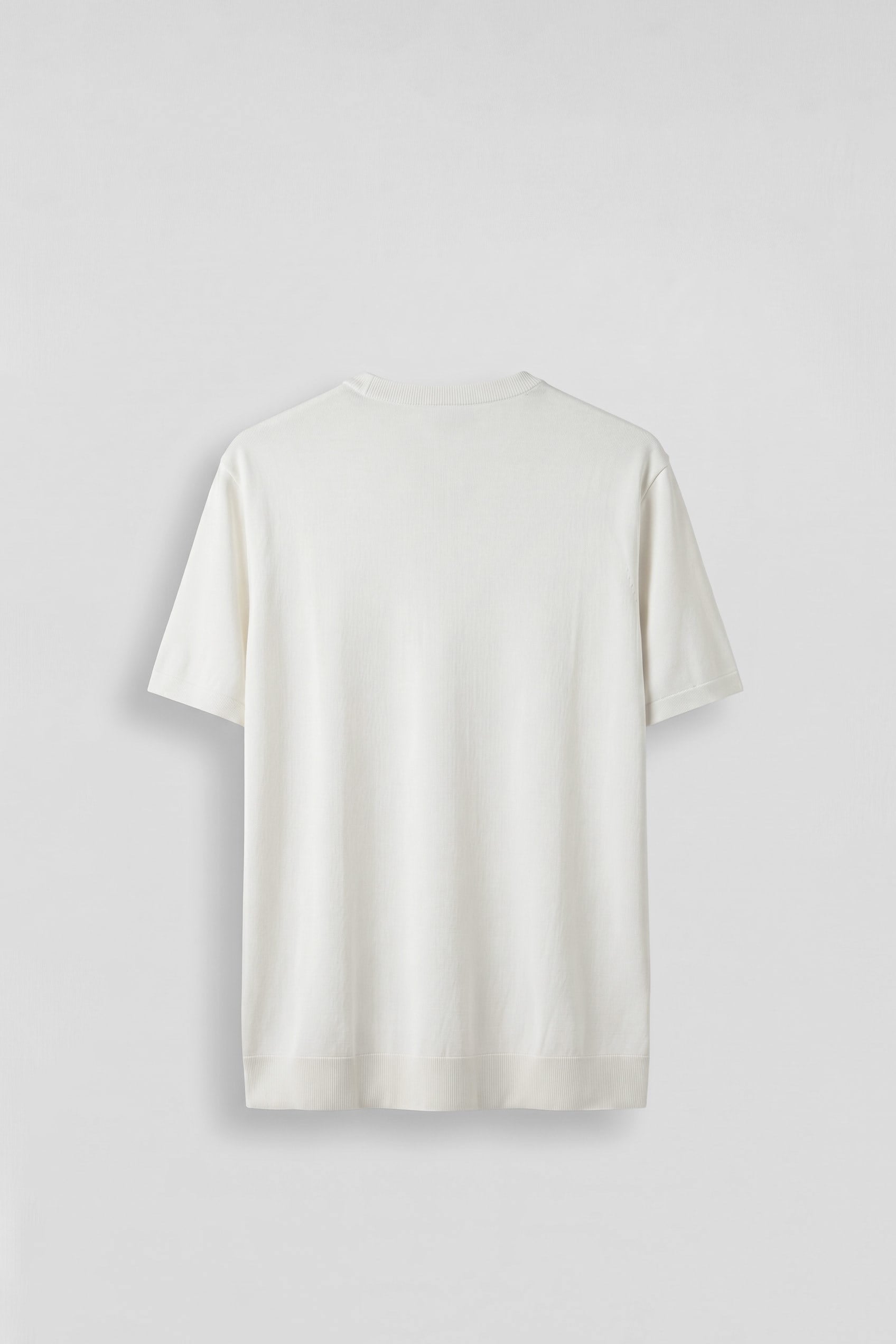Erkek Slim Fit Triko Bisiklet Yaka Basic T-Shirt Ekru