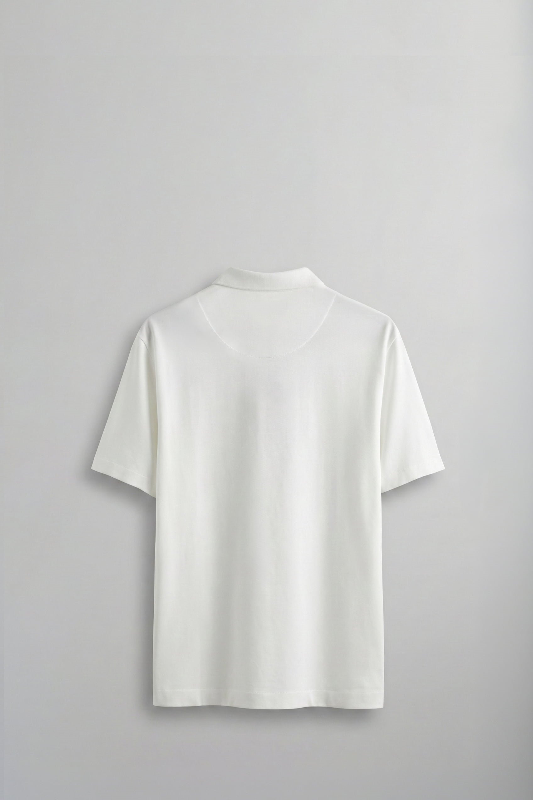 Erkek Slim Fit Yarım Fermuarlı Basic Polo Yaka T-Shirt Beyaz