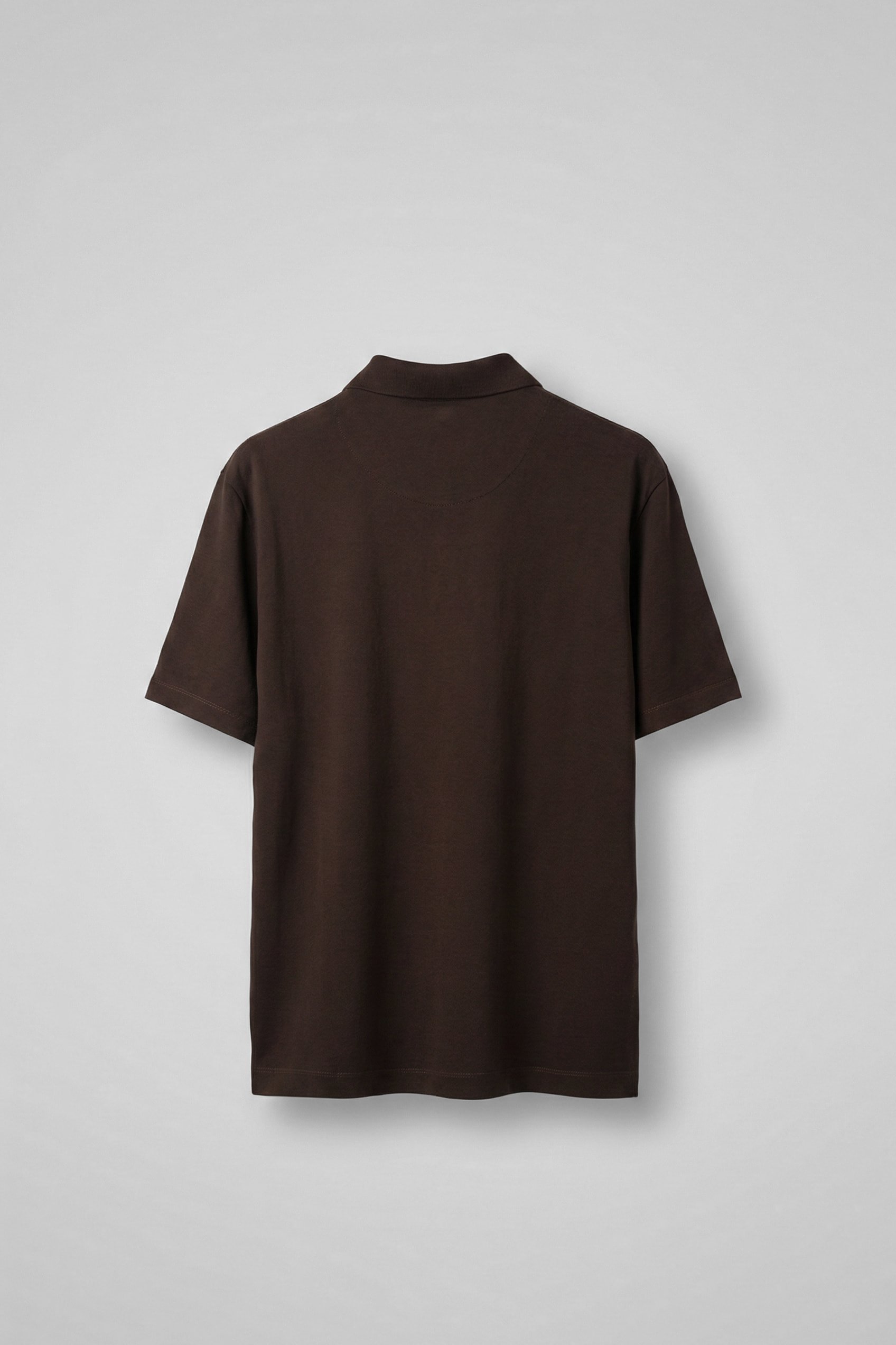 Erkek Slim Fit Yarım Fermuarlı Basic Polo Yaka T-Shirt Kahverengi