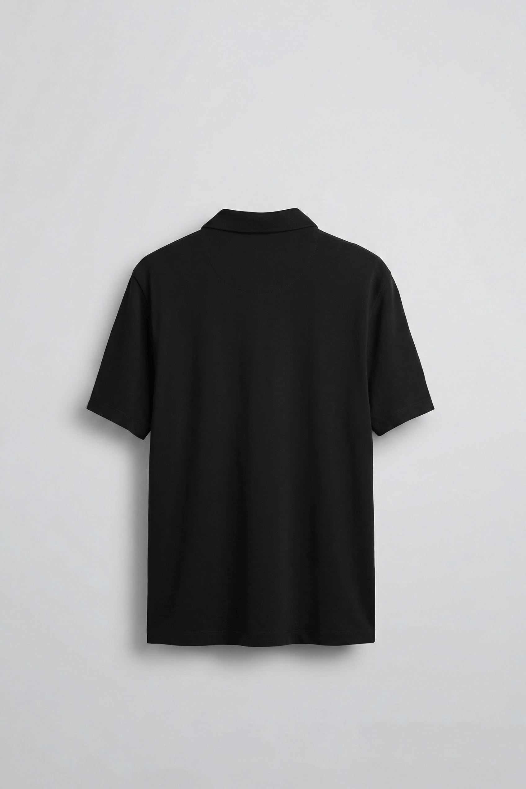 Erkek Slim Fit Yarım Fermuarlı Basic Polo Yaka T-Shirt Siyah