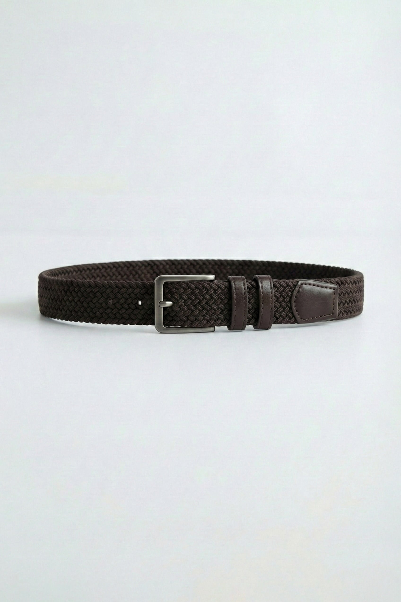 Erkek Smart Casual Örgü Metal Tokalı Kemer Kahve
