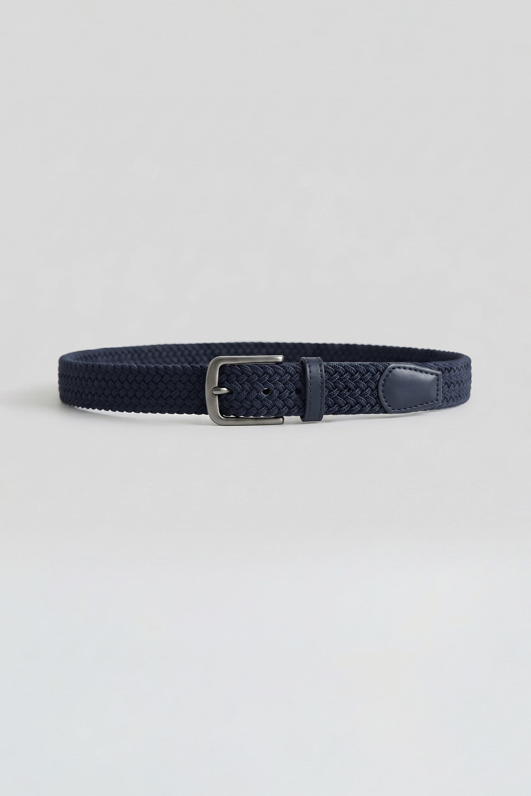 Erkek Smart Casual Örgü Metal Tokalı Kemer Lacivert