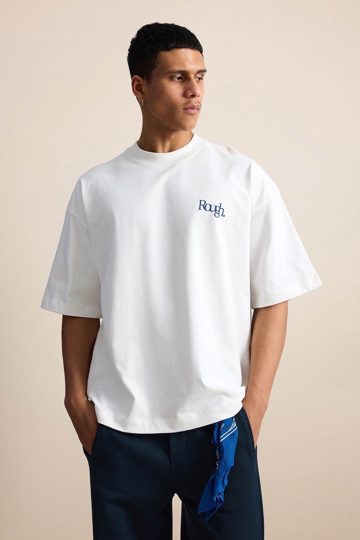 Erkek Süper Oversize Antik Figür Baskılı Premium T-Shirt Ekru