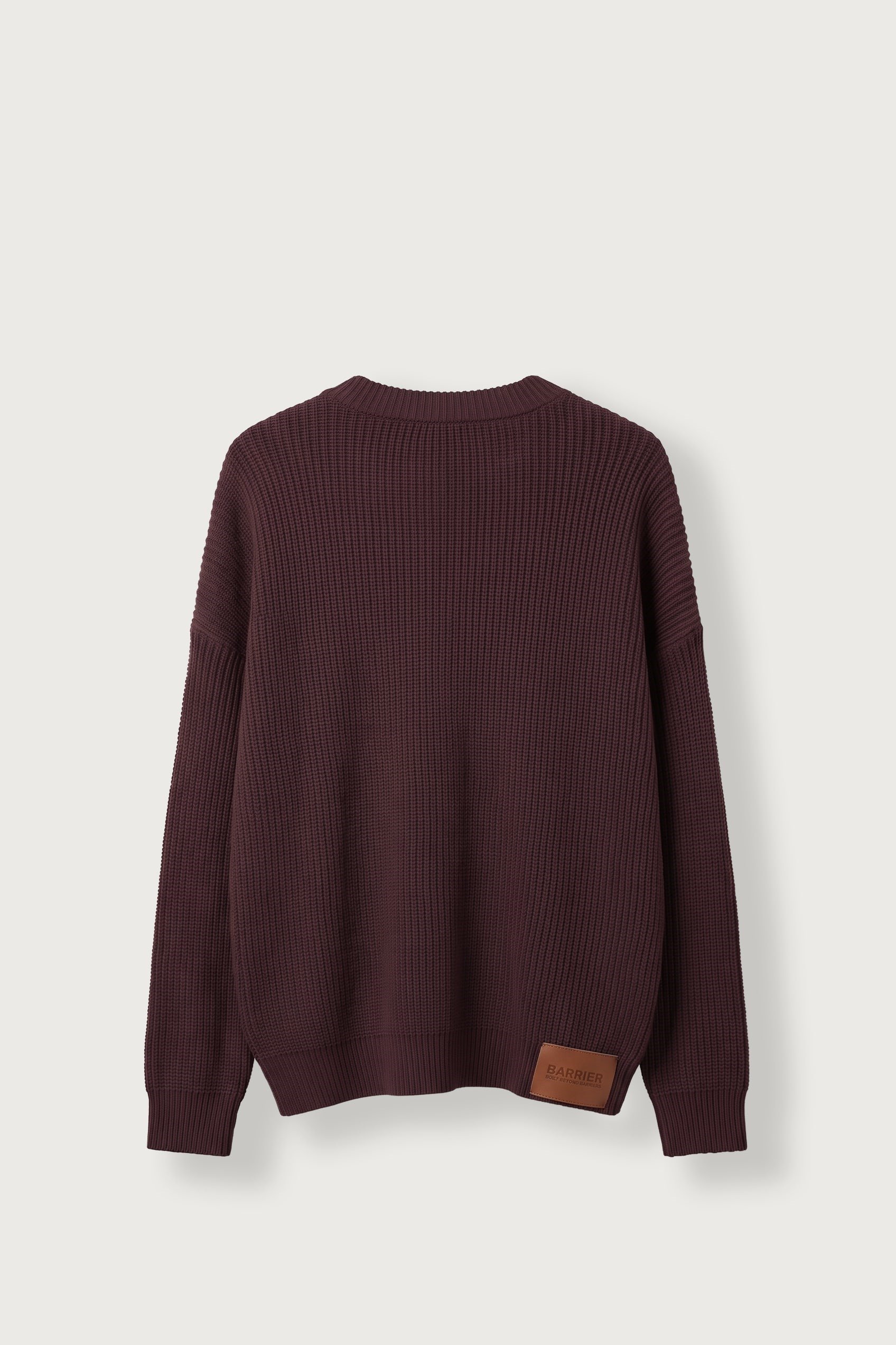 Erkek Oversize Henley Yaka Triko Kazak Bordo