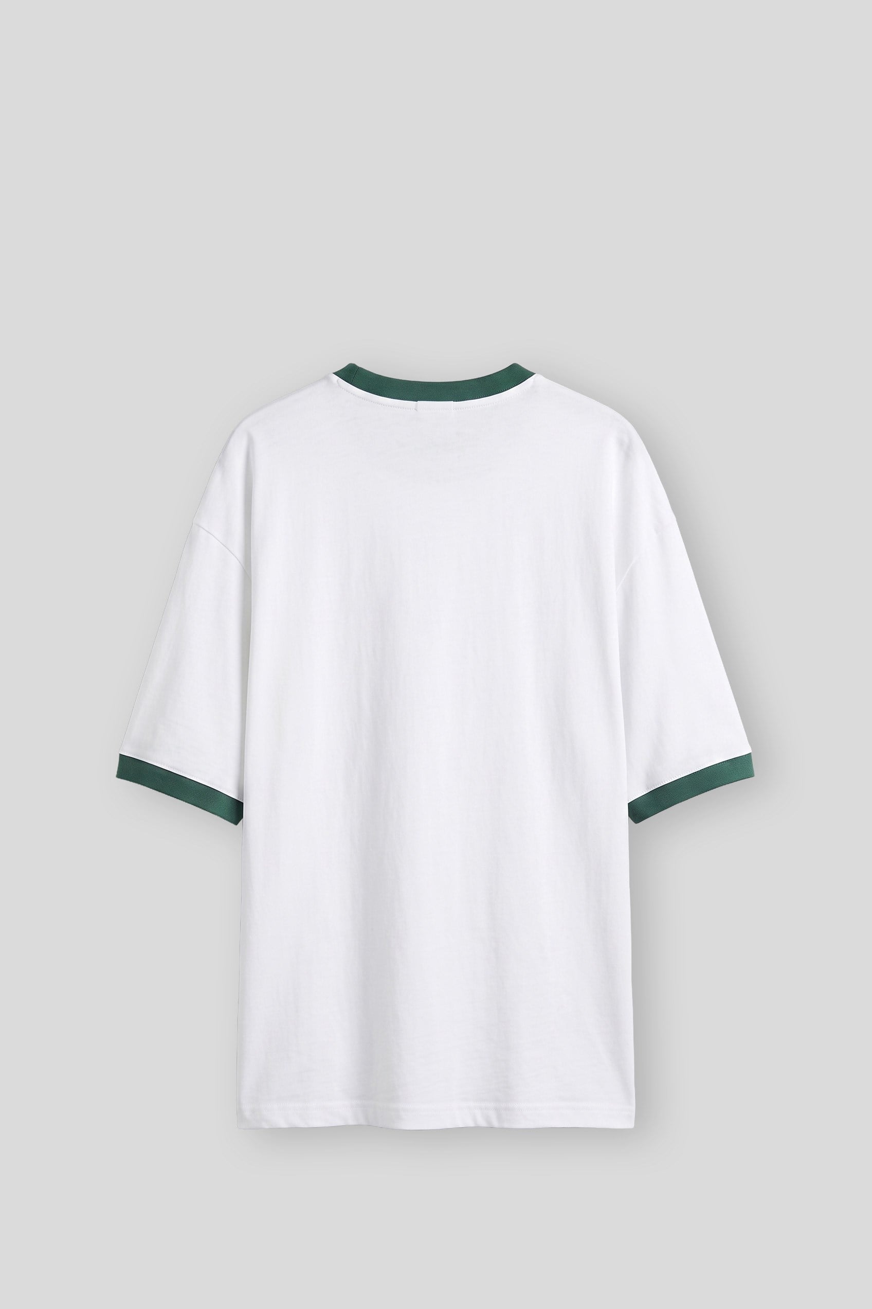 Erkek Süper Oversize LA Baskılı Kontrast Yaka T-Shirt Beyaz